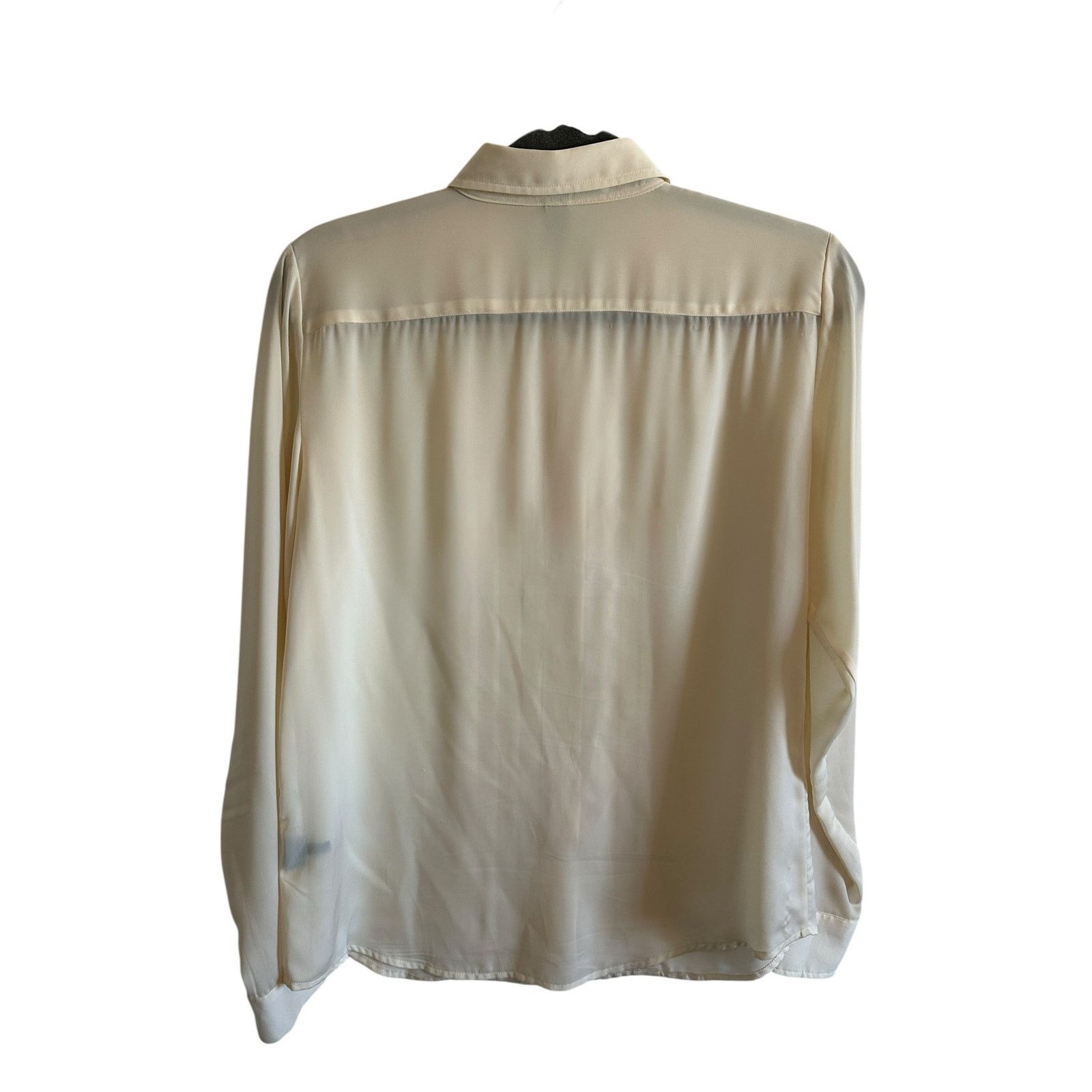 Ralph Lauren Women's Medium Cream Pleated Front Collar Button Up Top Size M / US 6-8 / IT 42-44 - 7 Thumbnail
