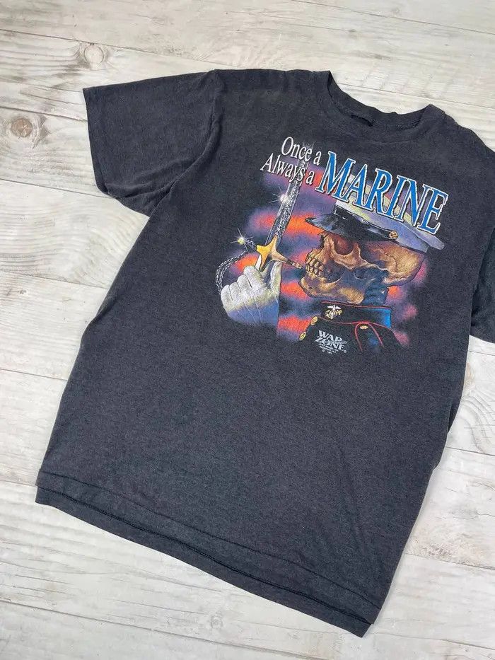 Harley Davidson Harley Davidson 1991 3D Emblem Once A Always A Marine TEE Size US XL / EU 56 / 4 - 3 Thumbnail