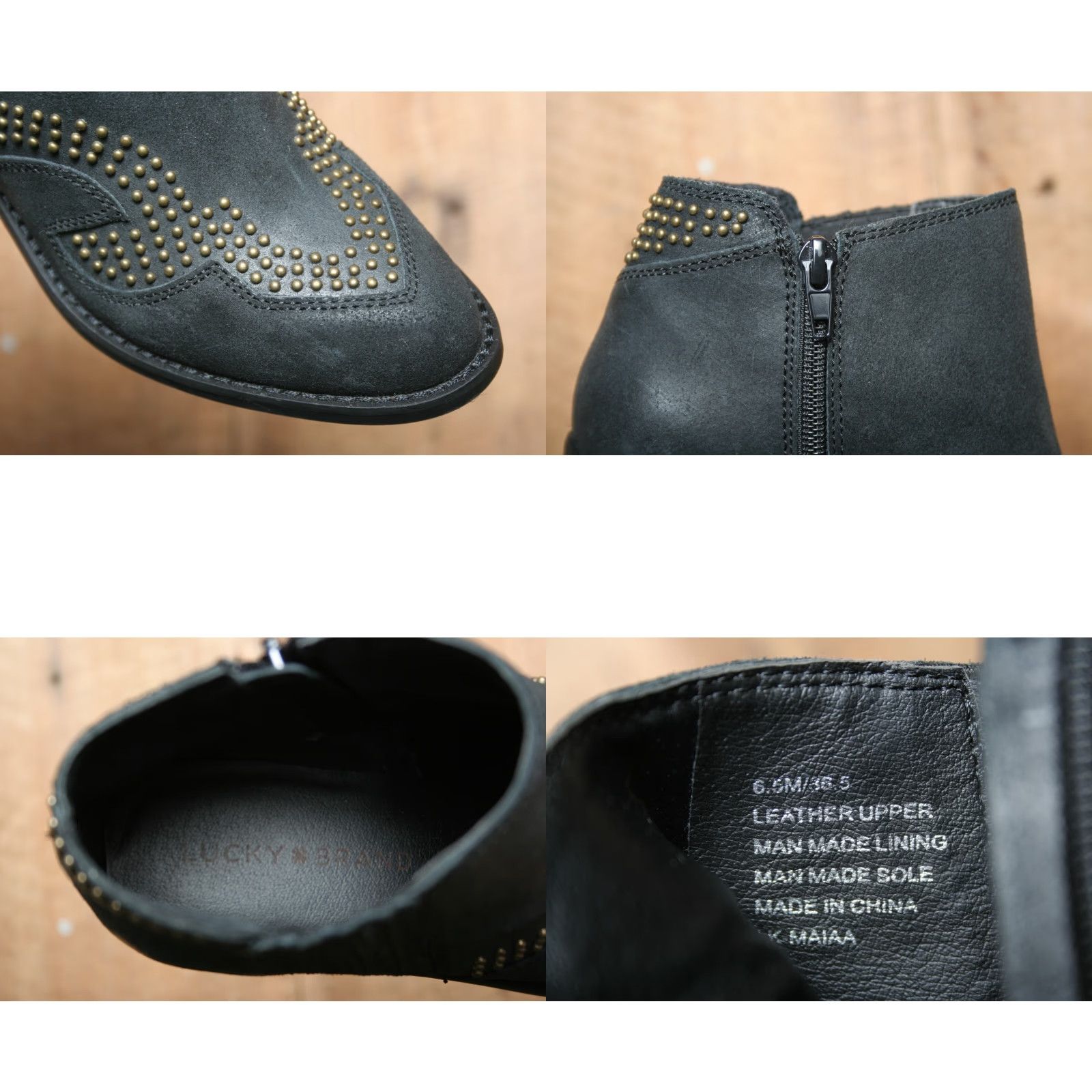 Lucky Brand Lucky Brand Maiaa Studded Black Leather Ankle Boots Women's 6.5 M w/2.5" Heels Boot Size US 7 / IT 37 - 8 Thumbnail