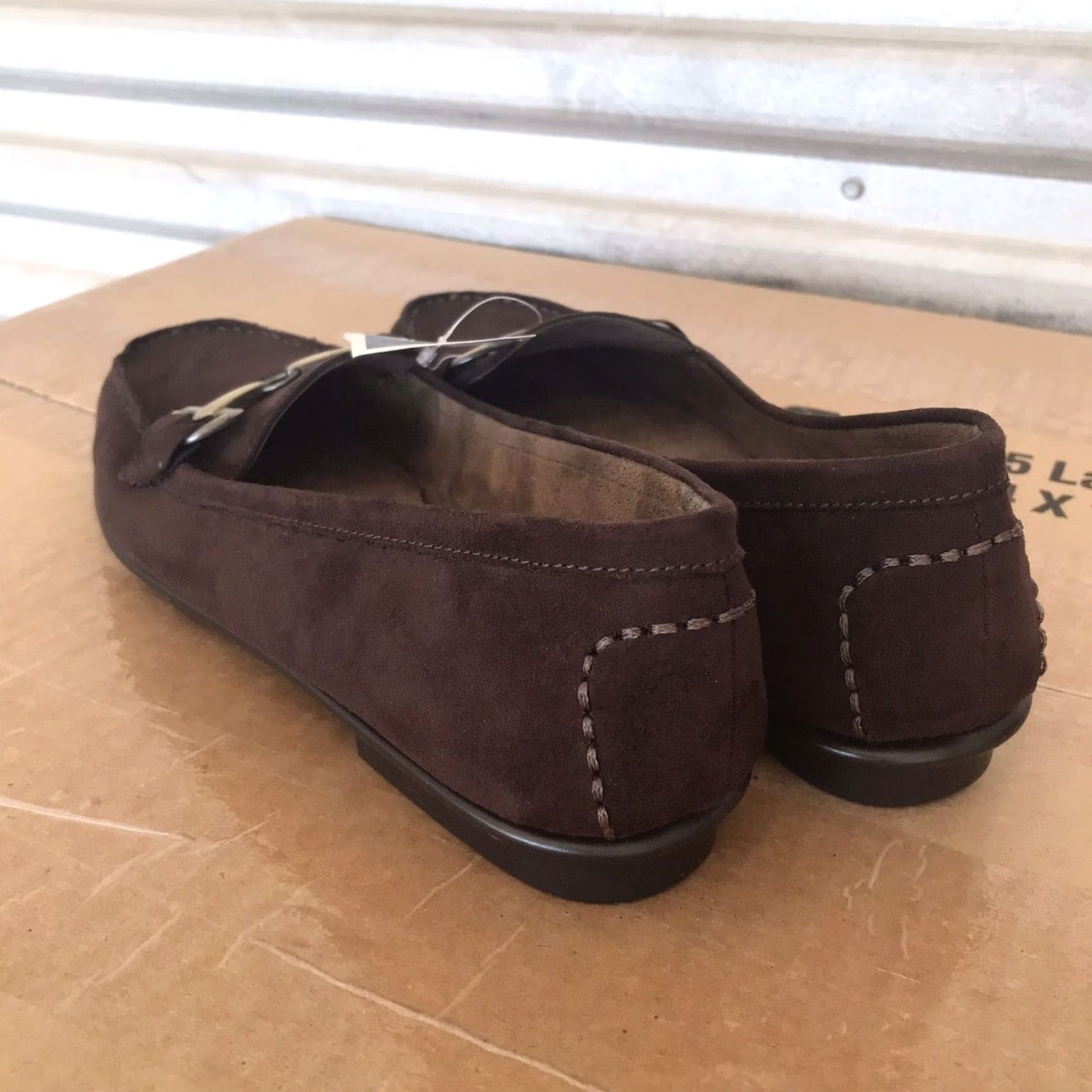 Vintage Aerosoles Women Brown Faux Suede Memory Foam Slip-On Comfort Flats Loafers 9 M Size US 9 / IT 39 - 2 Thumbnail