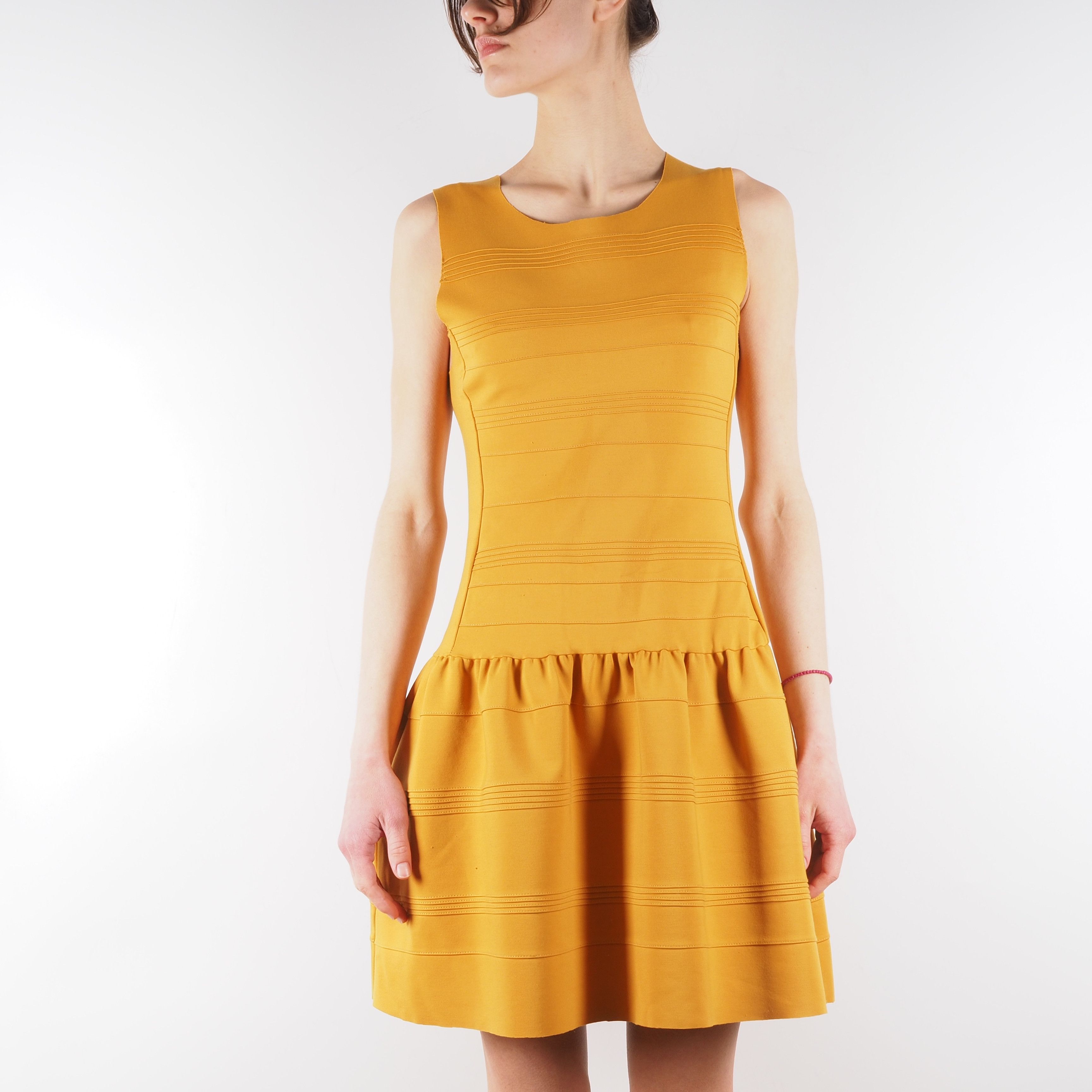 Maje Maje Madison Yellow Pleated Stretch Crepe Jersey Dress Size M / US 6-8 / IT 42-44 - 2 Thumbnail