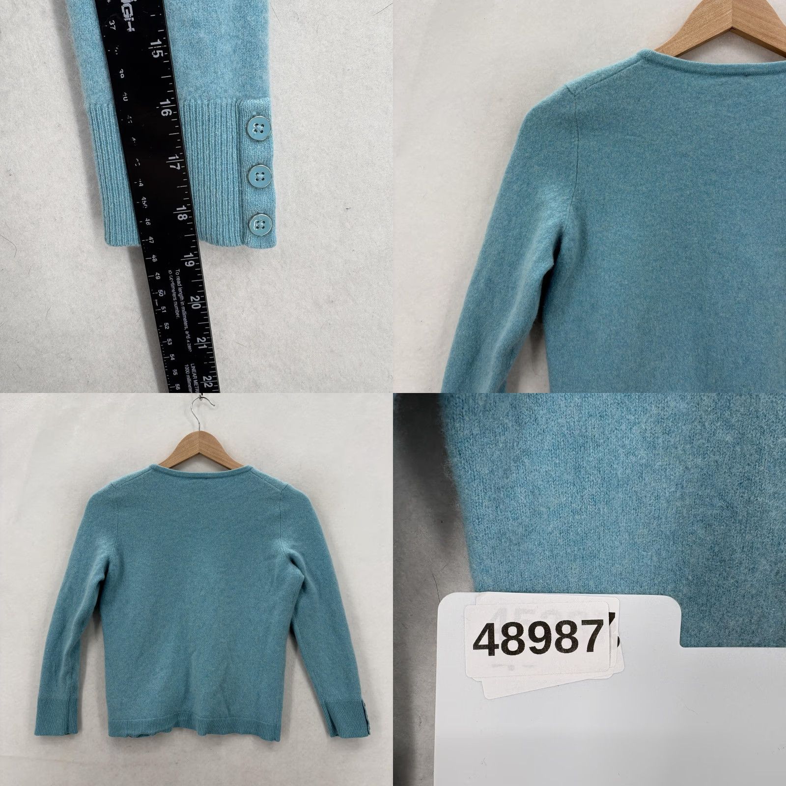 Talbots Talbots Sweater Womens Large Blue 100% Cashmere Crew Neck Pullover Buttons Size L / US 10 / IT 46 - 8 Thumbnail