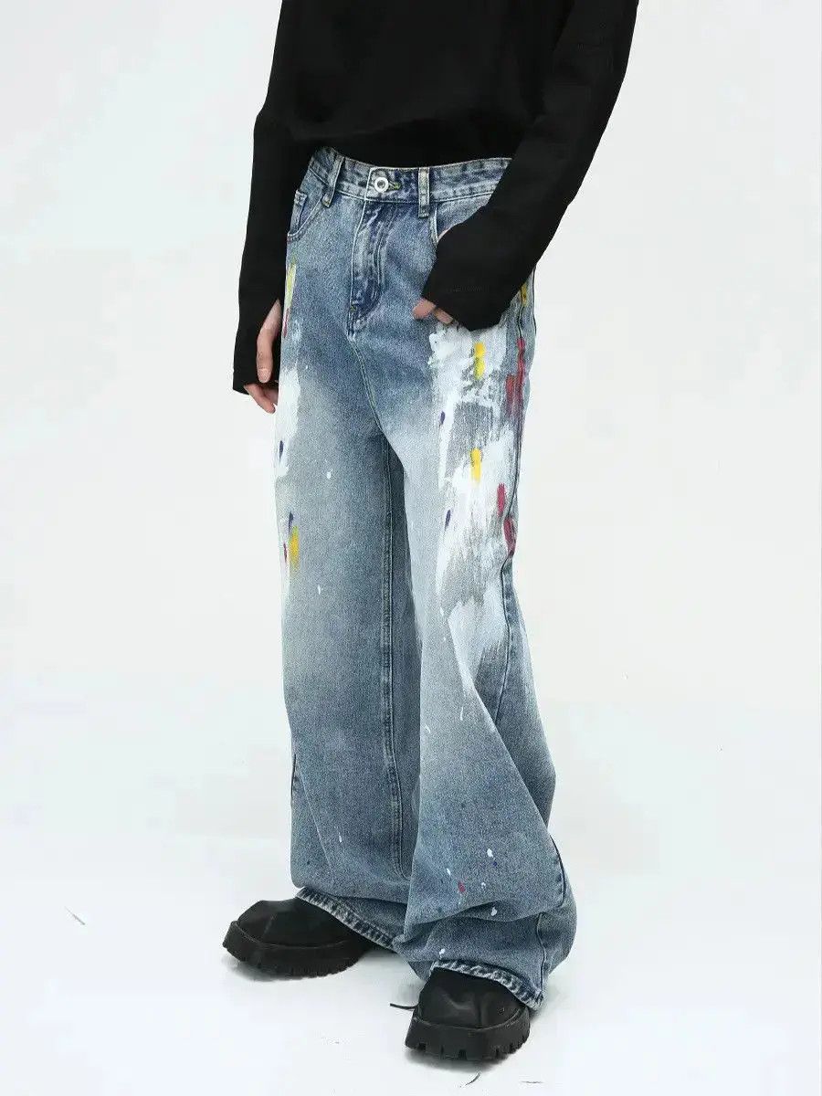Japanese Brand Retro High Street Graffiti Loose Casual Jeans Size US 32 / EU 48 - 3 Thumbnail