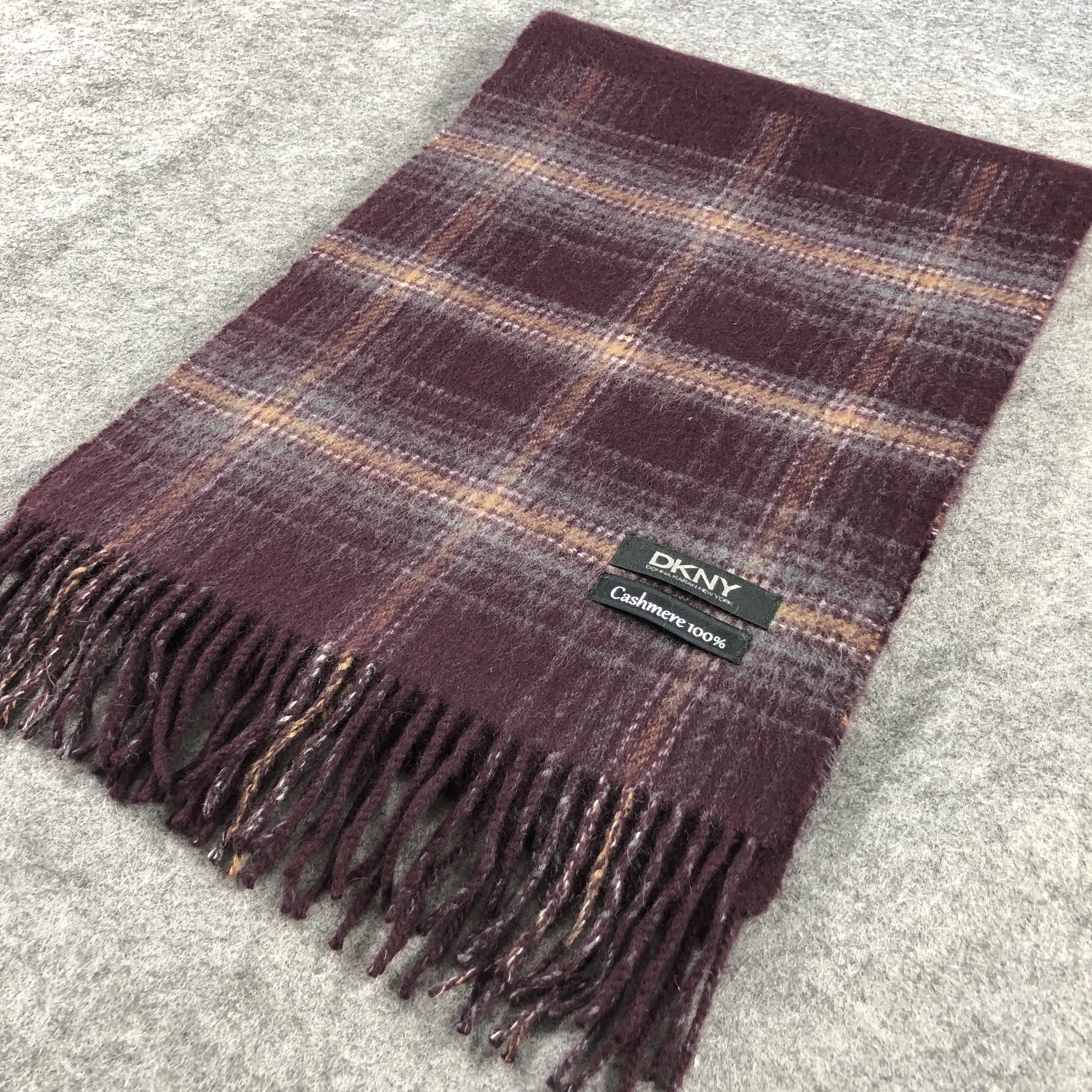 DKNY DKNY Tartan Cashmere Scarf Muffler V871 Size ONE SIZE - 3 Thumbnail