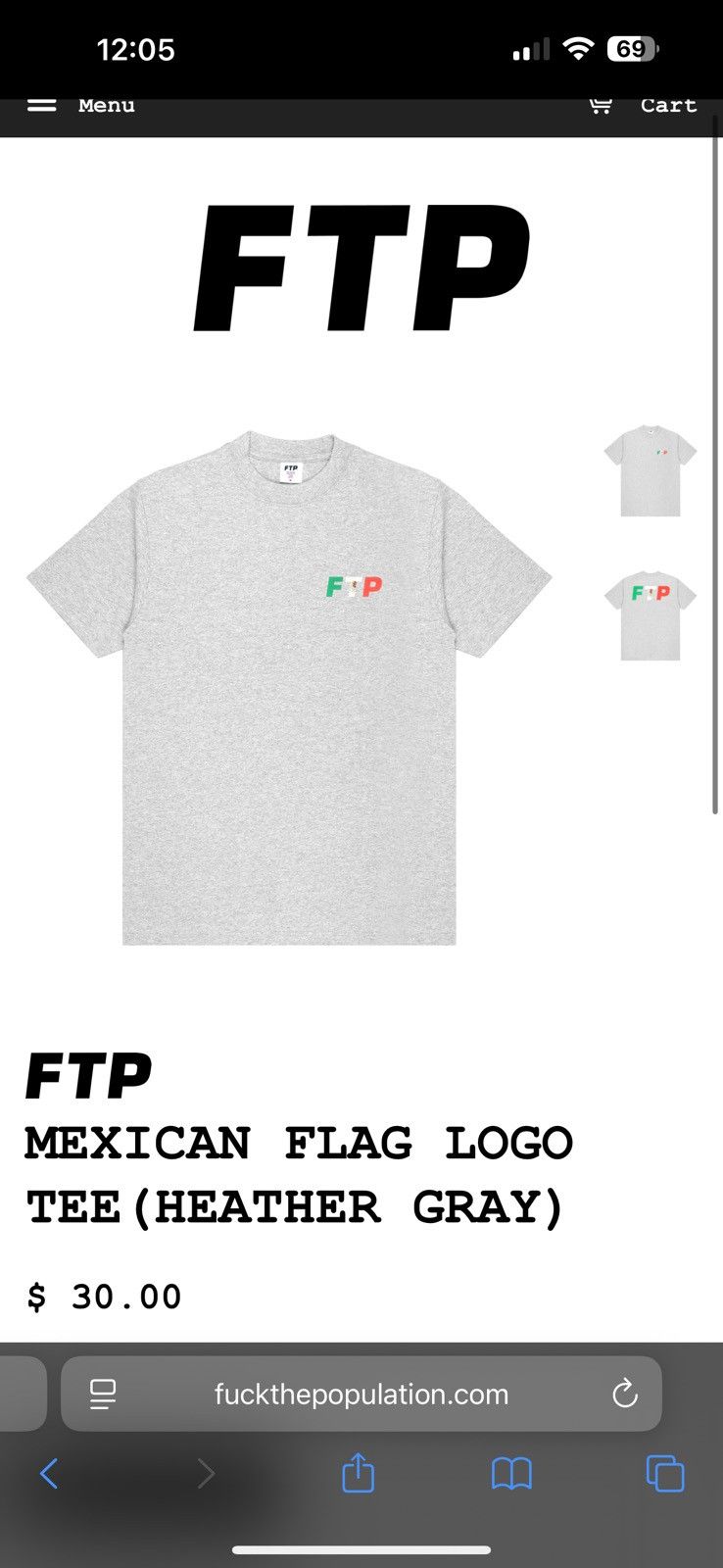 Fuck The Population FTP Mexico logo Grey Size L Size US L / EU 52-54 / 3 - 1 Thumbnail