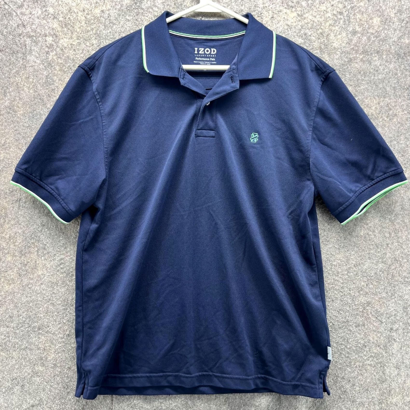Izod IZOD Polo Shirt Men Medium Adult Blue Navy Performance Luxury Sport Polyester Shirt Short Sleeve Chest 40 Regular Fit Size US M / EU 48-50 / 2 - 2 Thumbnail