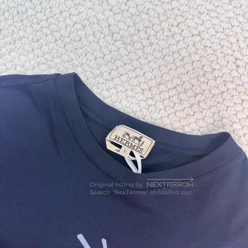 Hermes Hermes Navy Blue Spring/Summer Sailing Short Sleeve Size L / US 10 / IT 46 - 3 Thumbnail