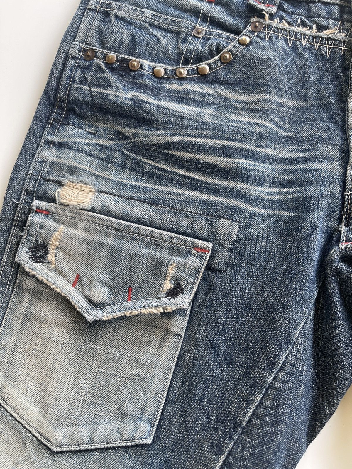 Japanese Brand Vintage Bartack Distressed Bushpants Japan Denim Size US 30 / EU 46 - 11 Thumbnail
