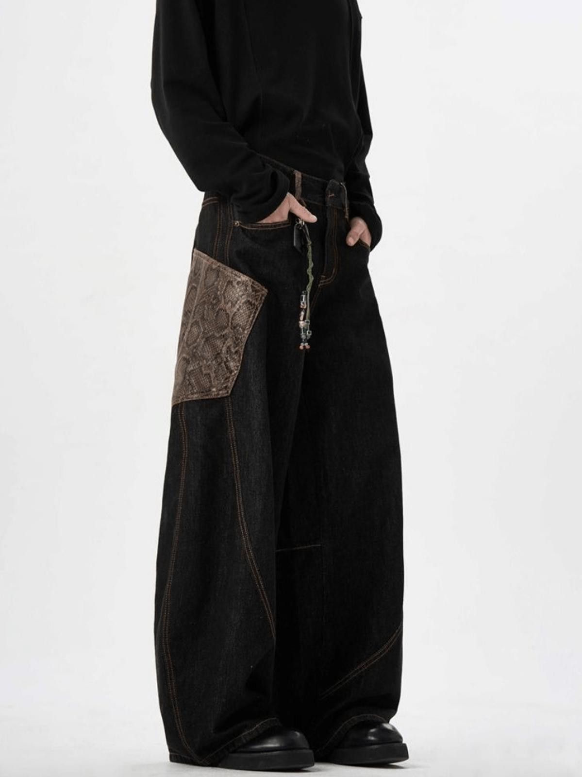 Other Snake Patch Loose Wide Leg Jeans Size US 32 / EU 48 - 1 Thumbnail
