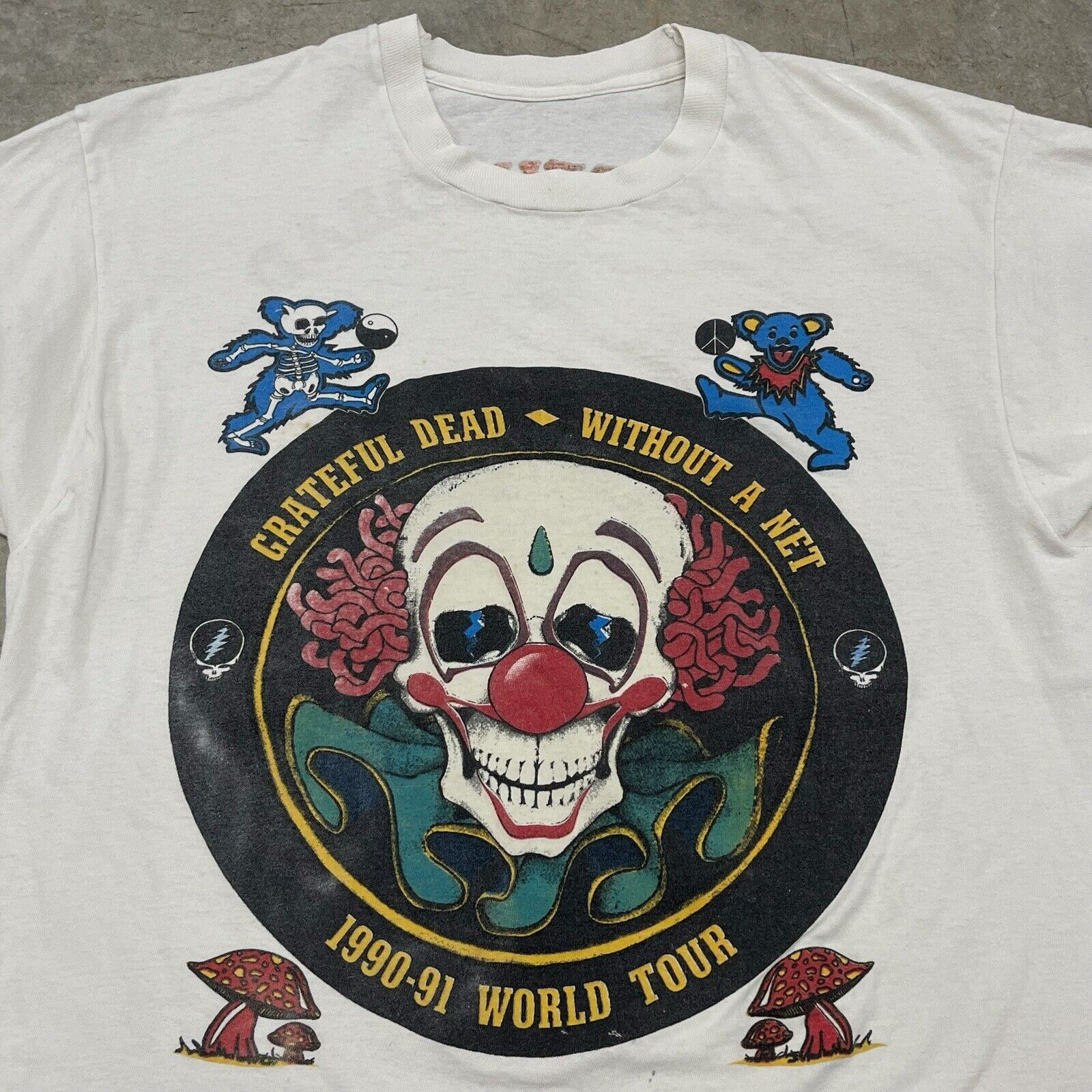 Band Tees × Grateful Dead × Vintage Vintage 1990 Grateful Dead World Tour Clown Graphic T-shirt Size US M / EU 48-50 / 2 - 2 Thumbnail