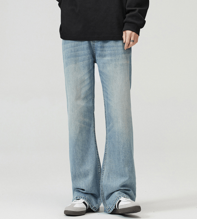 Japanese Brand × Jean Light blue washed retro straight flared baggy jeans Size US 32 / EU 48 - 1 Thumbnail