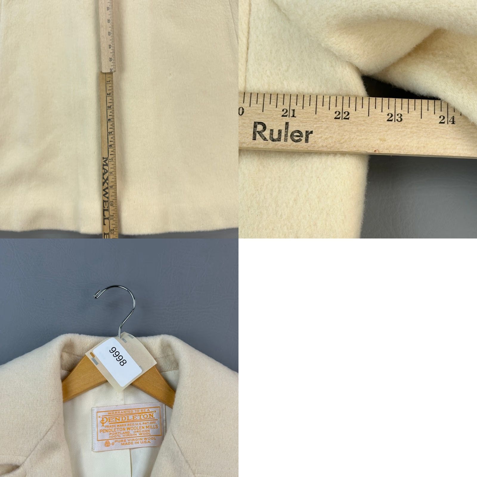 Pendleton VINTAGE Pendleton Coat Women's 16 Ivory Wool Long Double Breasted USA 50s 60s Size XXL / US 16-18 / IT 52-54 - 10 Thumbnail
