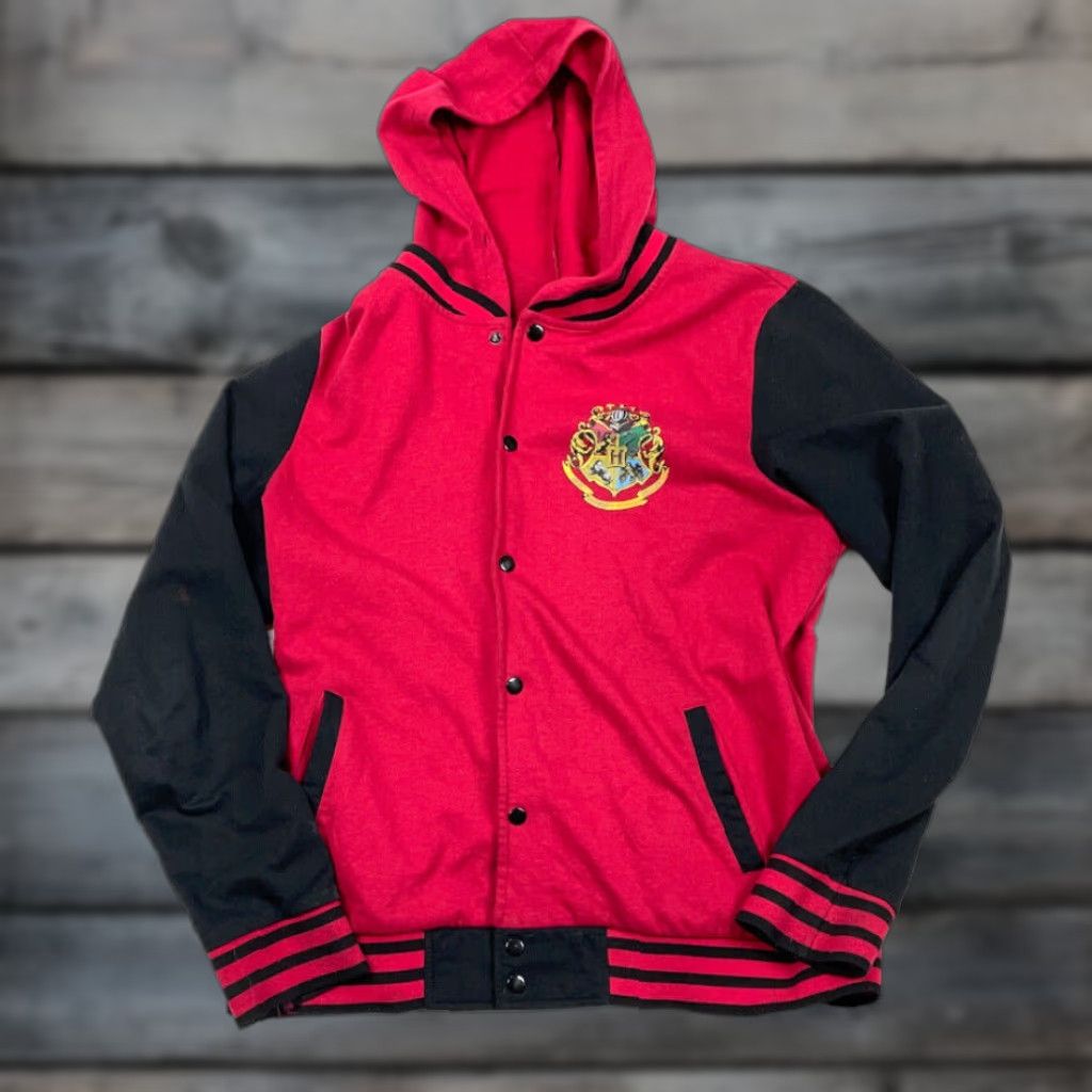 Vintage Warner Bros Harry Potter Hoodie Sweatshirt Women's 2XL Red Black Cotton Blend Graphic Print Cartoon Movie Characters Snaps Crew Neck Womens Size XXL / US 16-18 / IT 52-54 - 1 Thumbnail