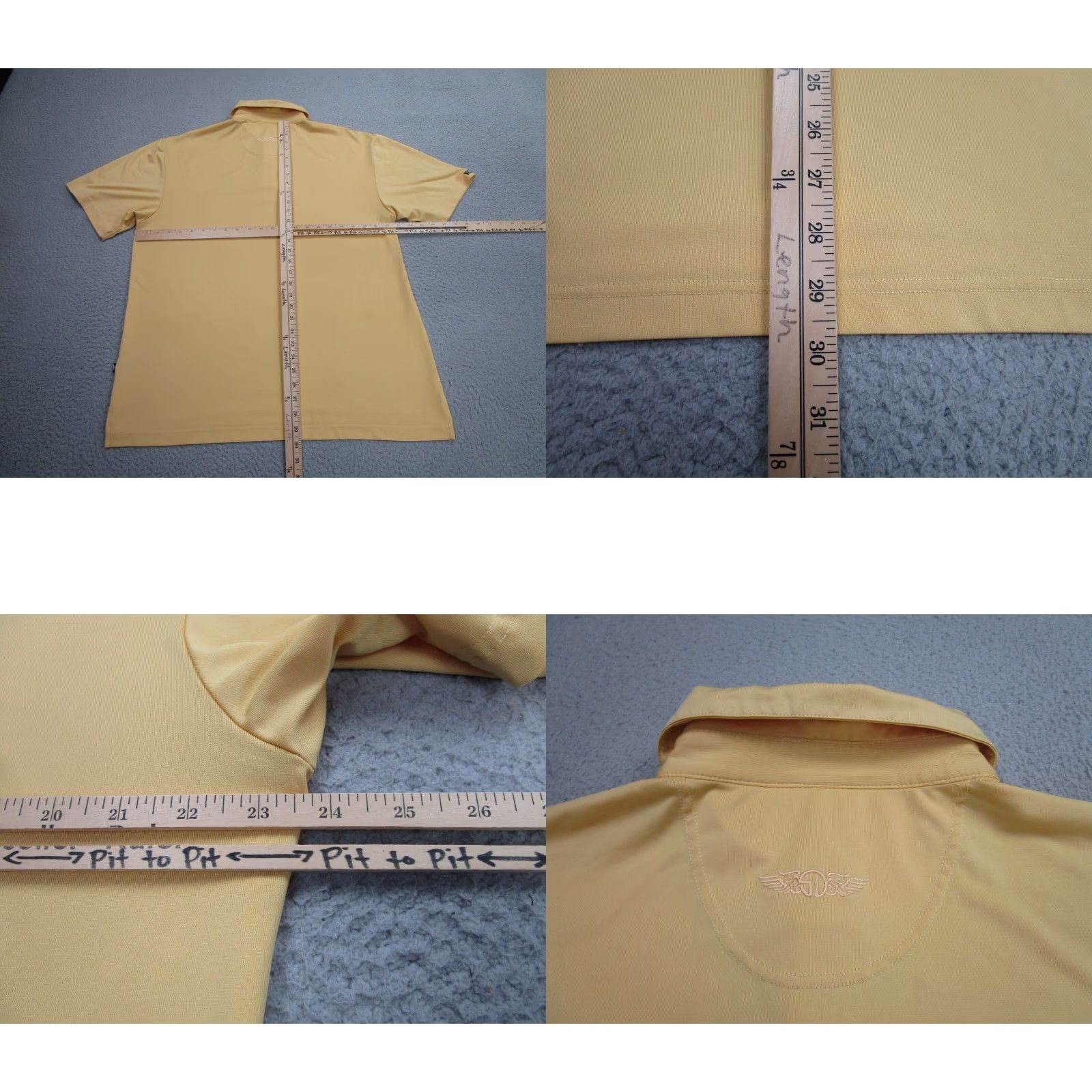 Vintage Straight Down Polo Shirt Mens L Yellow Beige Pattern Solid Jersey Polyester Golf Button Collared Short Sleeve Vintage No Size US L / EU 52-54 / 3 - 8 Thumbnail