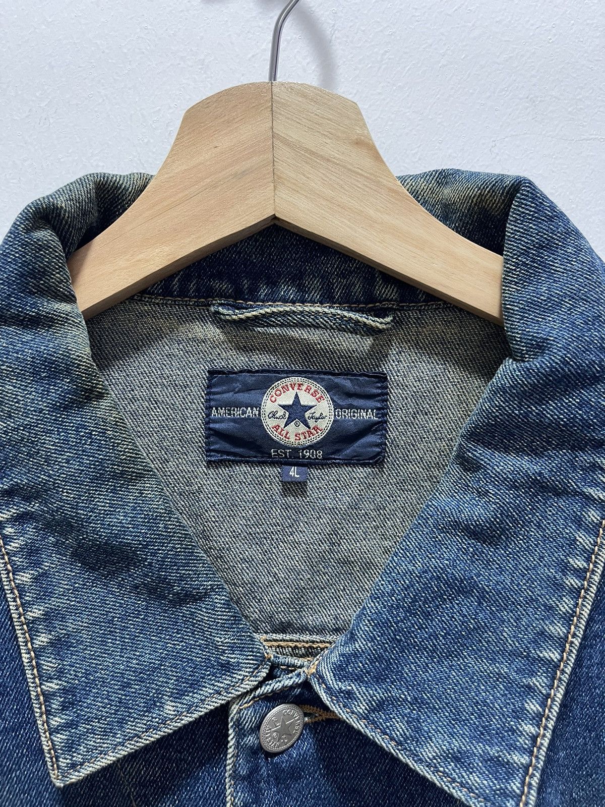 Converse × Vintage VINTAGE CONVERSE TRUCKER DISTRESSED DENIM JACKET Size US XL / EU 56 / 4 - 9 Thumbnail