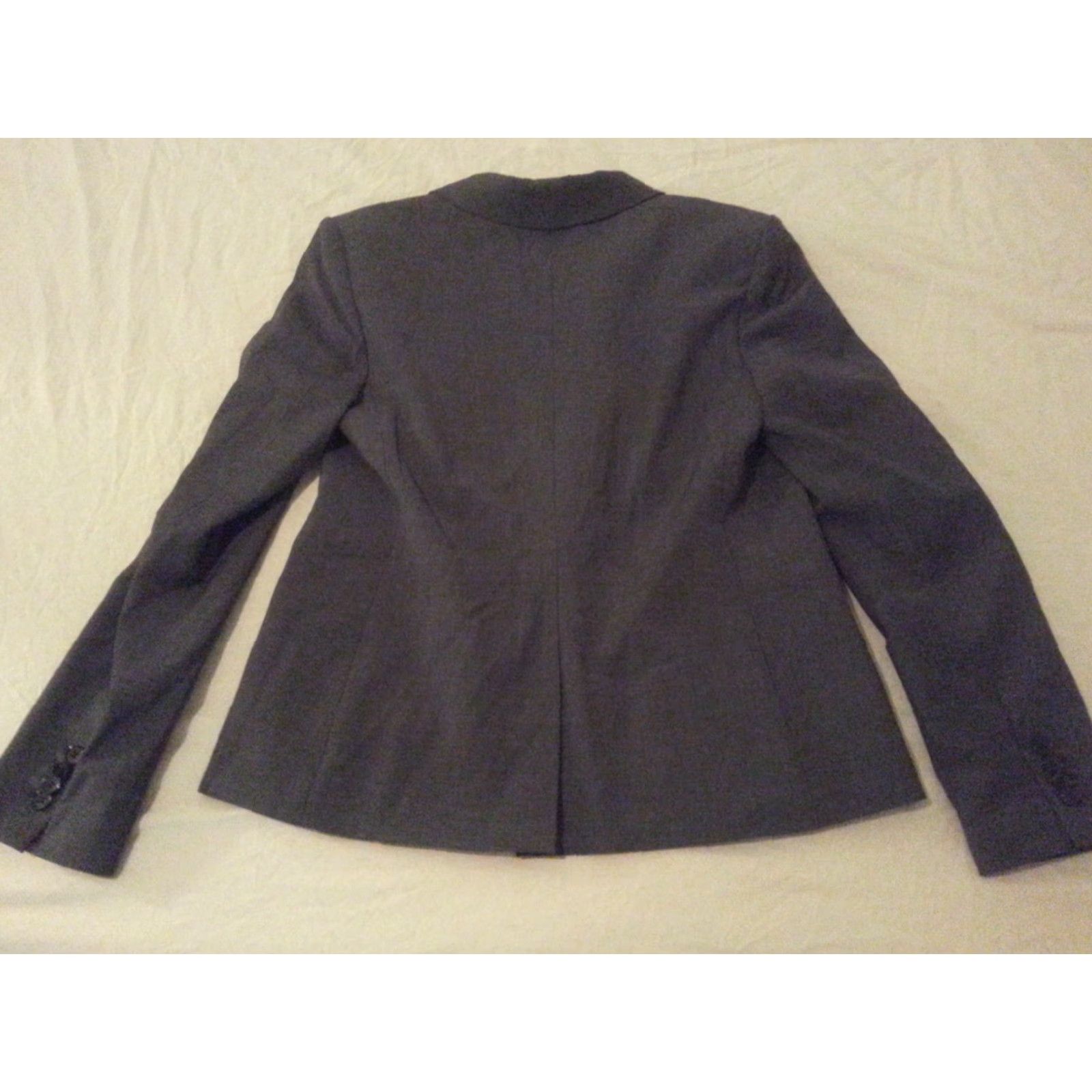 Ann Taylor Womens Ann Taylor Wool Jacket Blazer 10 Grey Gray Size L / US 10 / IT 46 - 2 Thumbnail