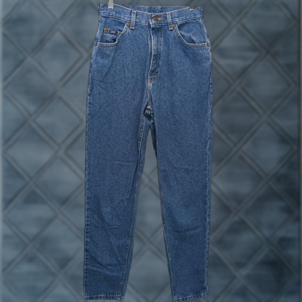 Lee VINTAGE Lee Riders Jeans Denim Tapered Leg Women 8 Medium Wash Blue 100% Cotton High Rise Retro Logo 5-Pocket Womens Jeans Size 24" / US 00 / IT 34 - 1 Thumbnail