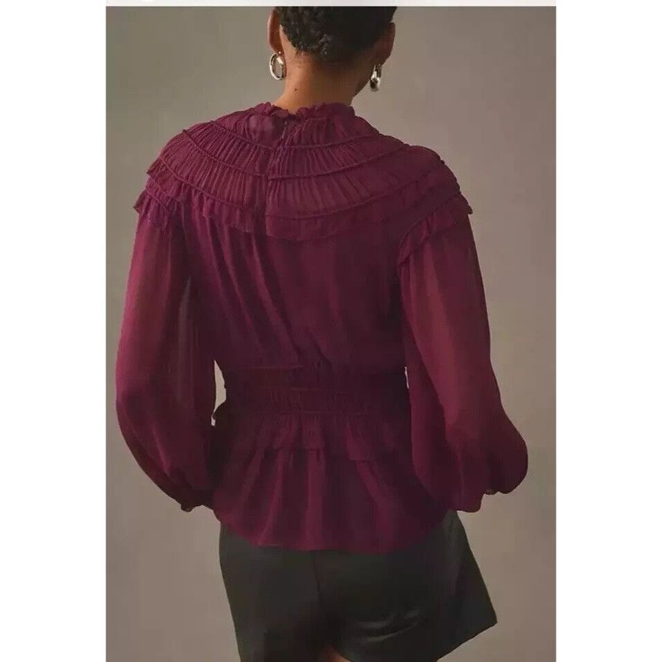 Farm Rio Farm Rio Burgundy Ruffled Blouse Size S NWT MSPR 185 Size S / US 4 / IT 40 - 2 Thumbnail