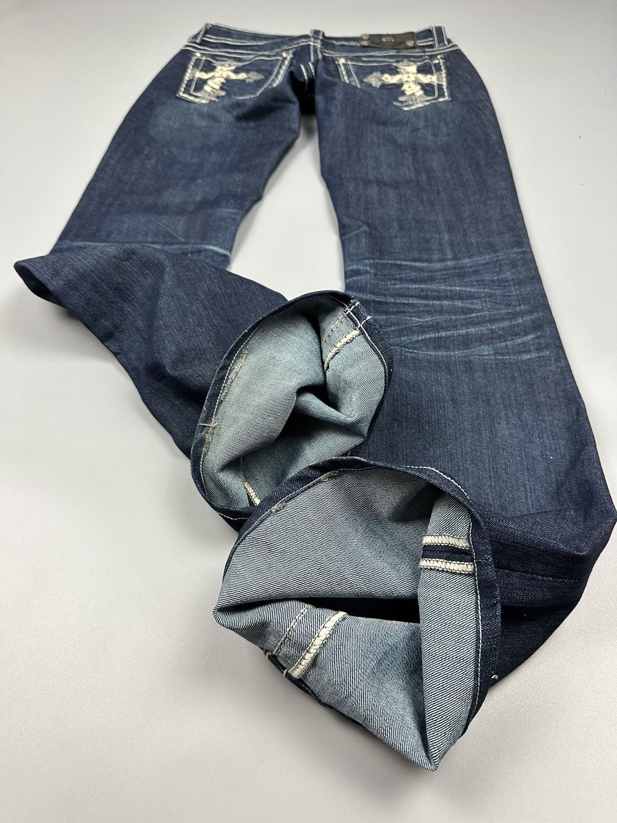 If Six Was Nine × Le Grande Bleu (L.G.B.) 🔥Flared🔥Miss Me Inspired by Chrome Hearts Design Denim Size US 29 - 7 Thumbnail