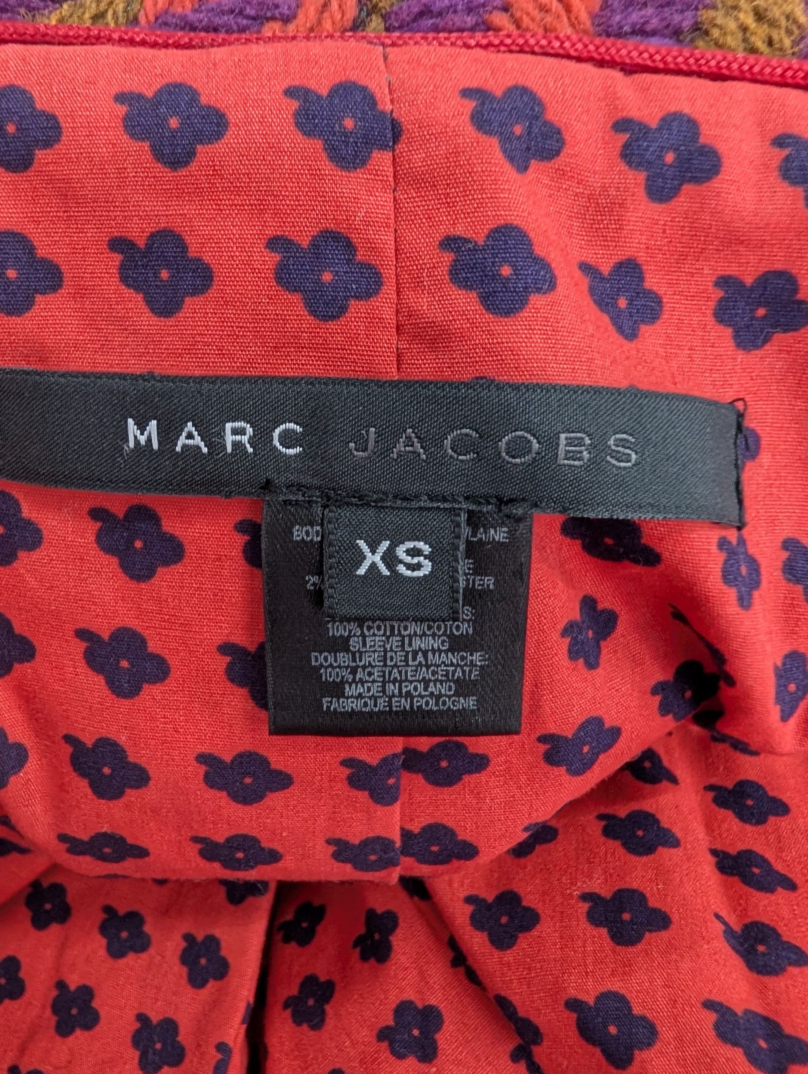 Marc Jacobs Multicolor Houndstooth Wool Coat Size XS / US 0-2 / IT 36-38 - 5 Thumbnail