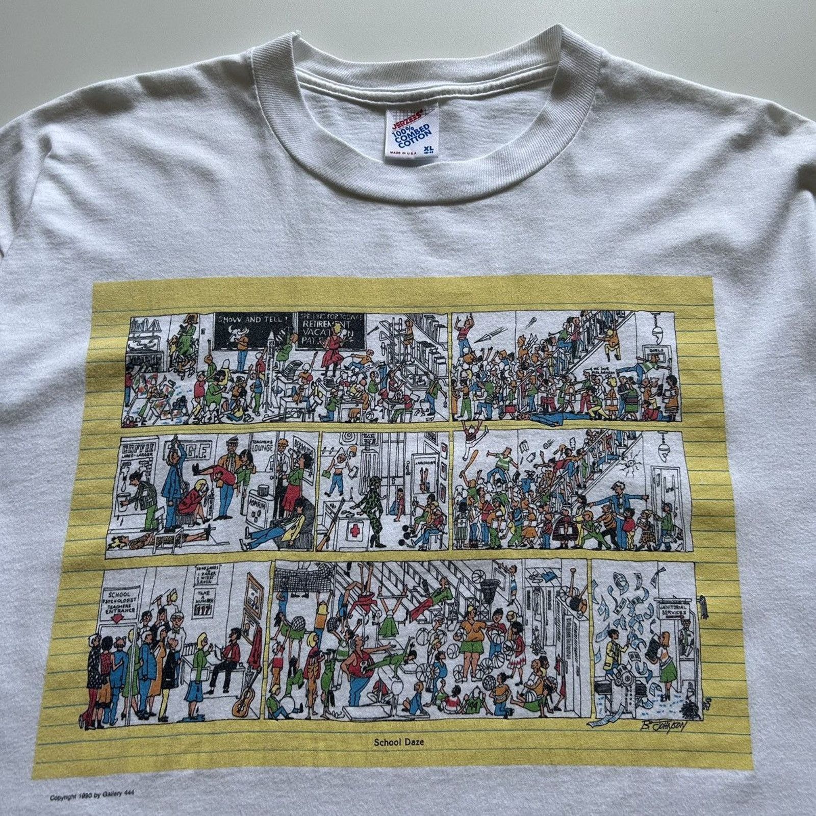 Jerzees Vintage 90s School Daze Funny Art Graphic T Shirt XL Rare Size US XL / EU 56 / 4 - 2 Thumbnail