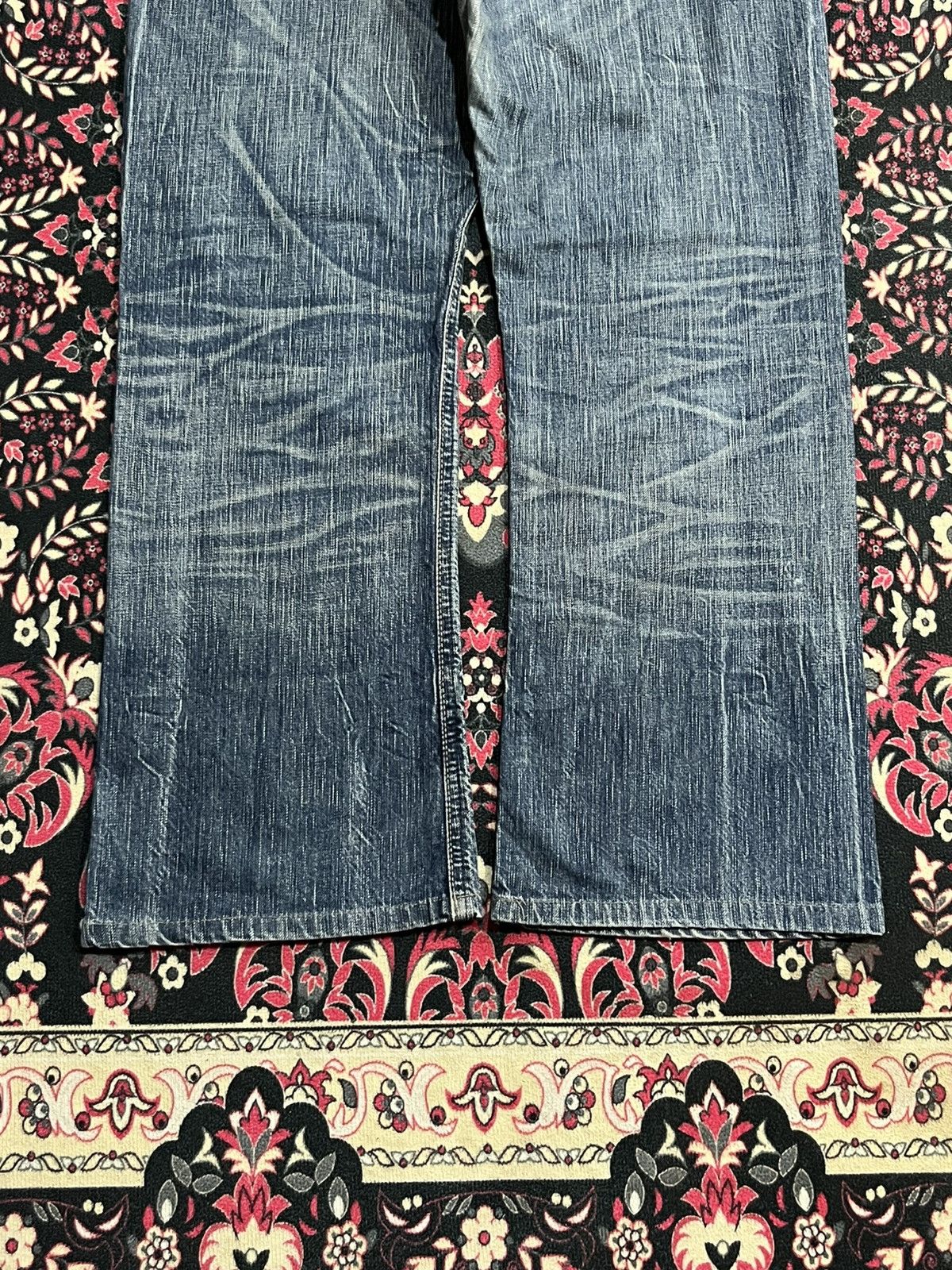 Edwin Edwin 503 Blue Trip Blue Faded Washed Ripped Flare Jeans Size US 32 / EU 48 - 10 Thumbnail