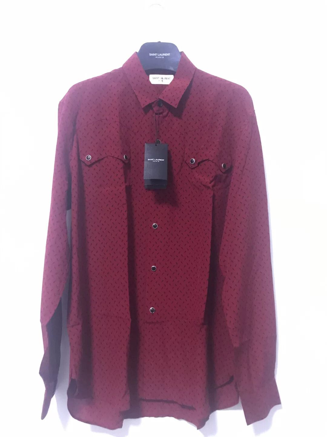 Saint Laurent Paris Saint Laurent Red Silk Shirt Size S / US 4 / IT 40 - 1 Thumbnail