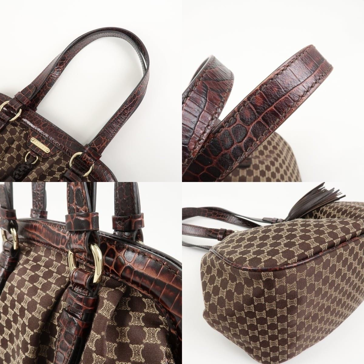 Celine Celine Macadam Triomphe Coated Canvas Shoulder Bag Brown Size ONE SIZE - 4 Thumbnail