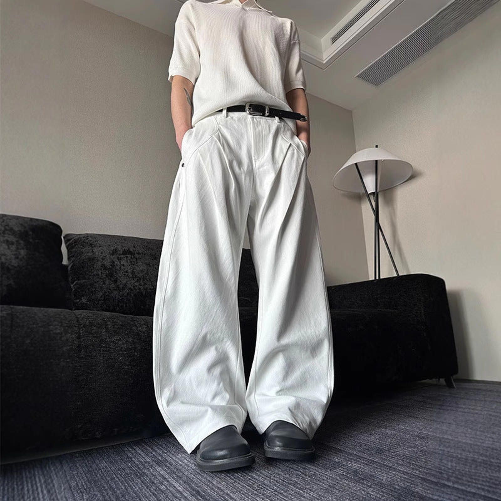 Vintage White Wide Leg Pants, Loose Fit Casual Trousers Size US 32 / EU 48 - 1 Thumbnail