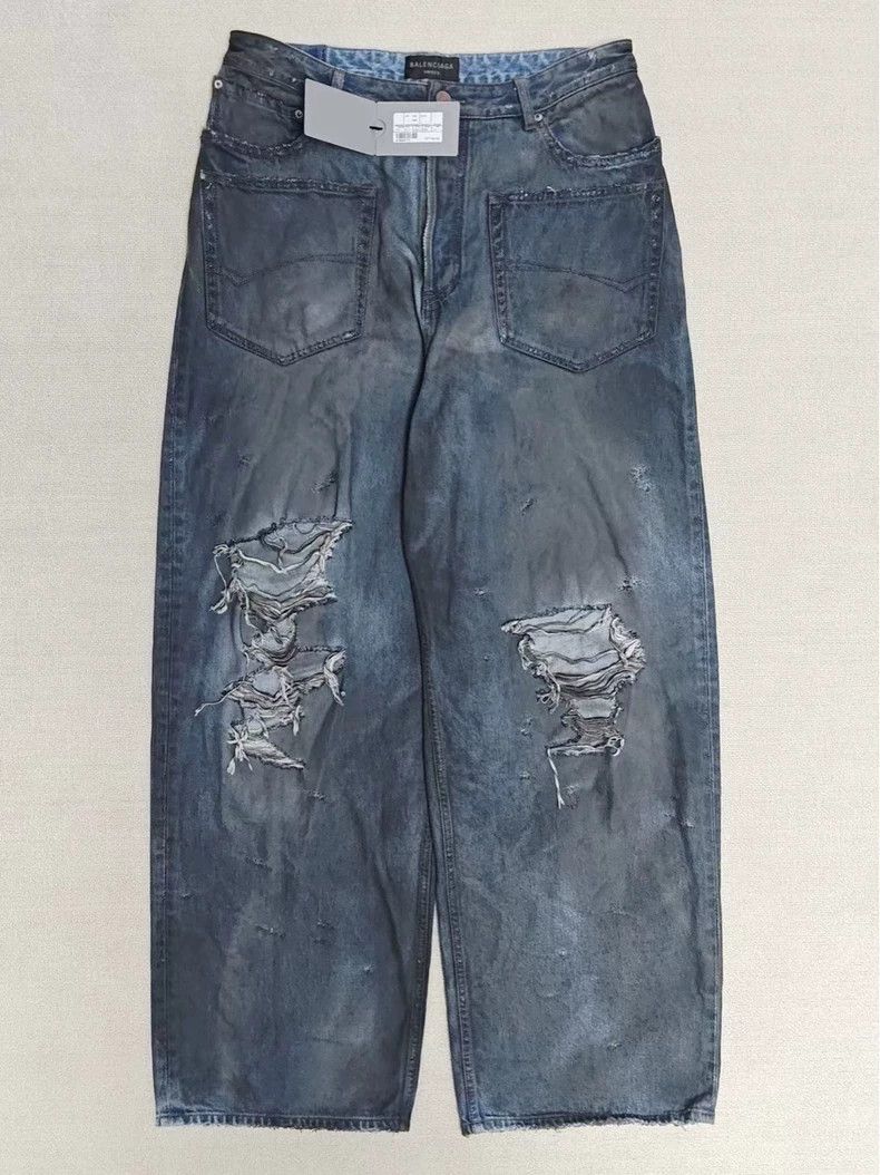 Balenciaga size l 23ss Mud Dye Reverse Pocket Erosion Baggy