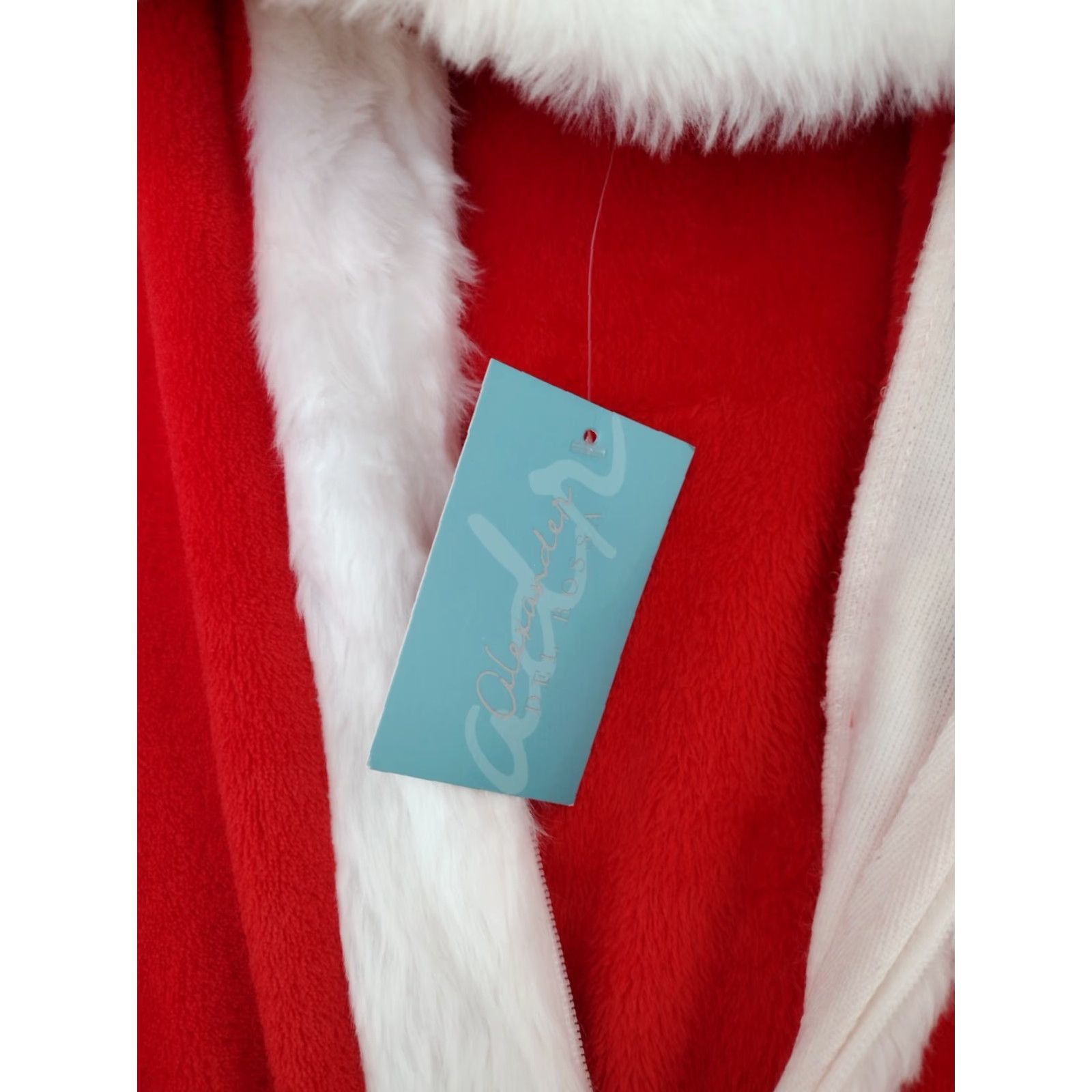 Vintage Alexander Del Rossa Unisex Fleece One Piece Santa Suit Pajamas Red L Size 42R - 7 Thumbnail