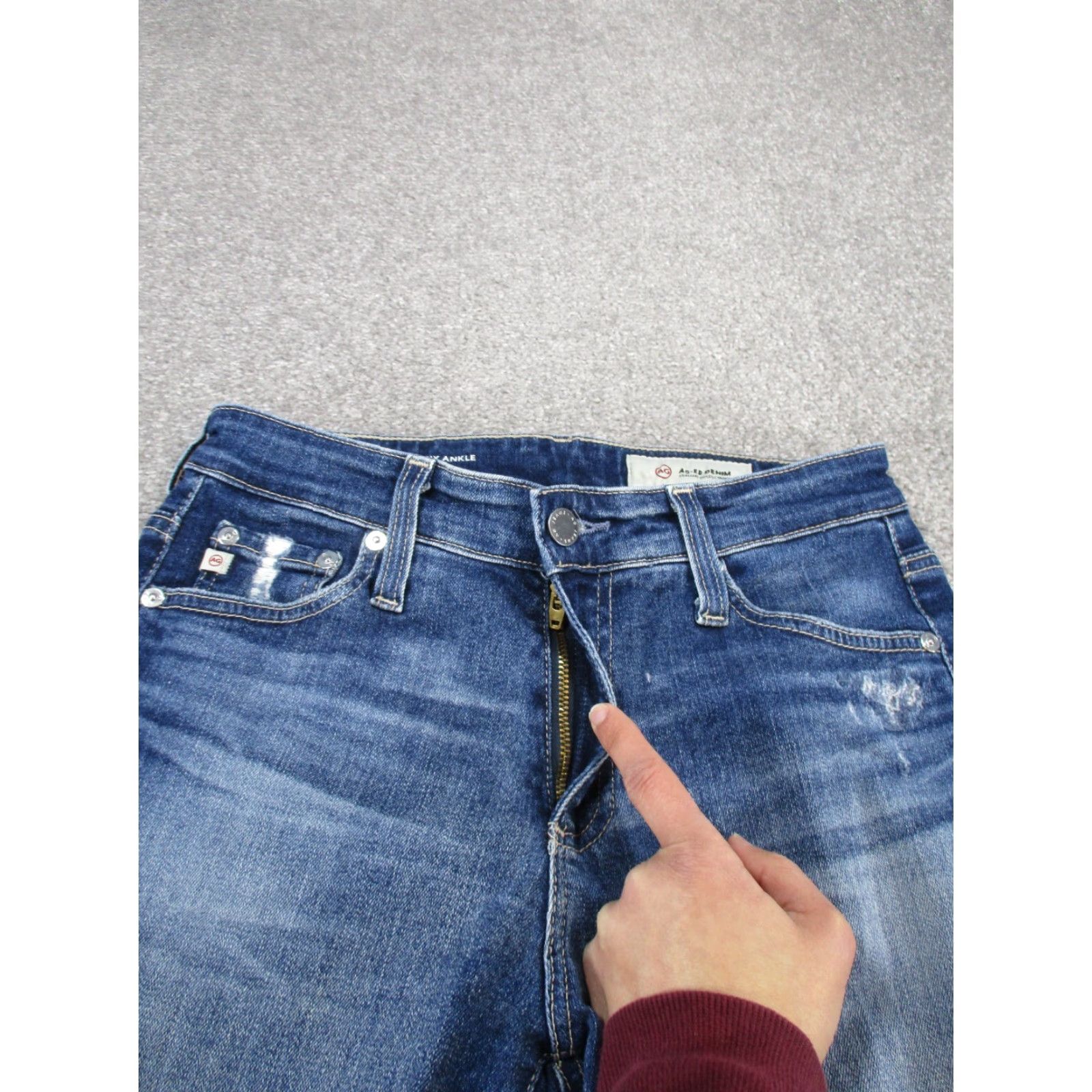 AG Jeans VINTAGE AG Adriano Goldschmied Womens Jeans Skinny Ankle 25 Dark Wash Ripped Zipper 2010s Womens Size 42" / US 20 - 3 Thumbnail
