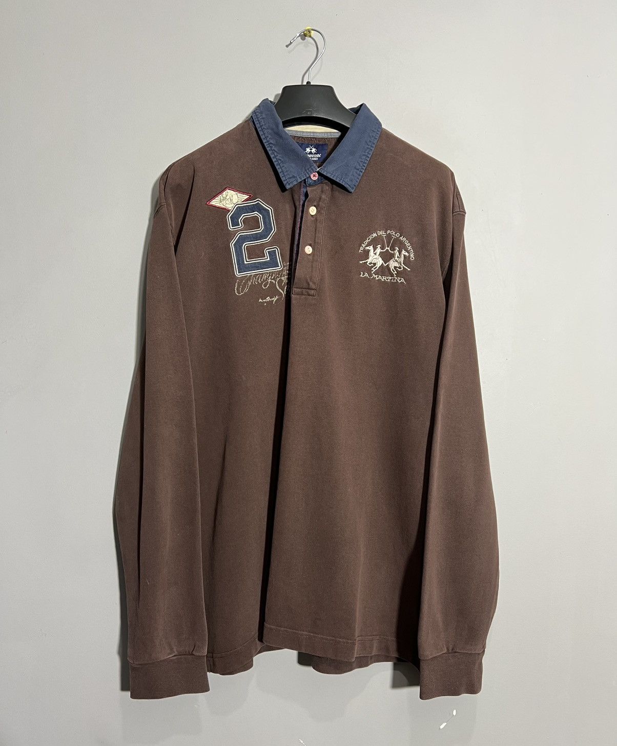 La Martina × Vintage La Martina #2 Brown Rugby Long Sleeve Polo Size US XXL / EU 58 / 5 - 1 Thumbnail
