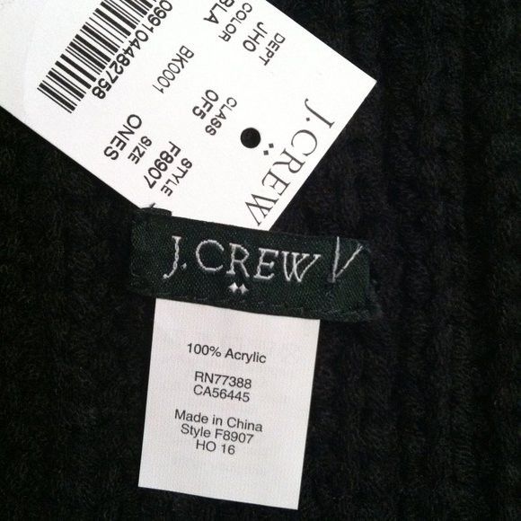 J.Crew J.CREW WOMEN'S NEW BLACK 100%ACRYLIC SCARF 13 1/4" X 81 3/4" Size ONE SIZE - 8 Thumbnail