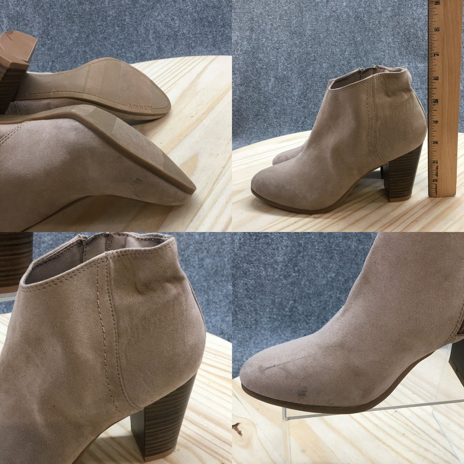 Old Navy Old Navy Boots Womens 6 Ankle Booties Beige Faux Suede Side Zip Casual Heeled Size US 6 / IT 36 - 9 Thumbnail