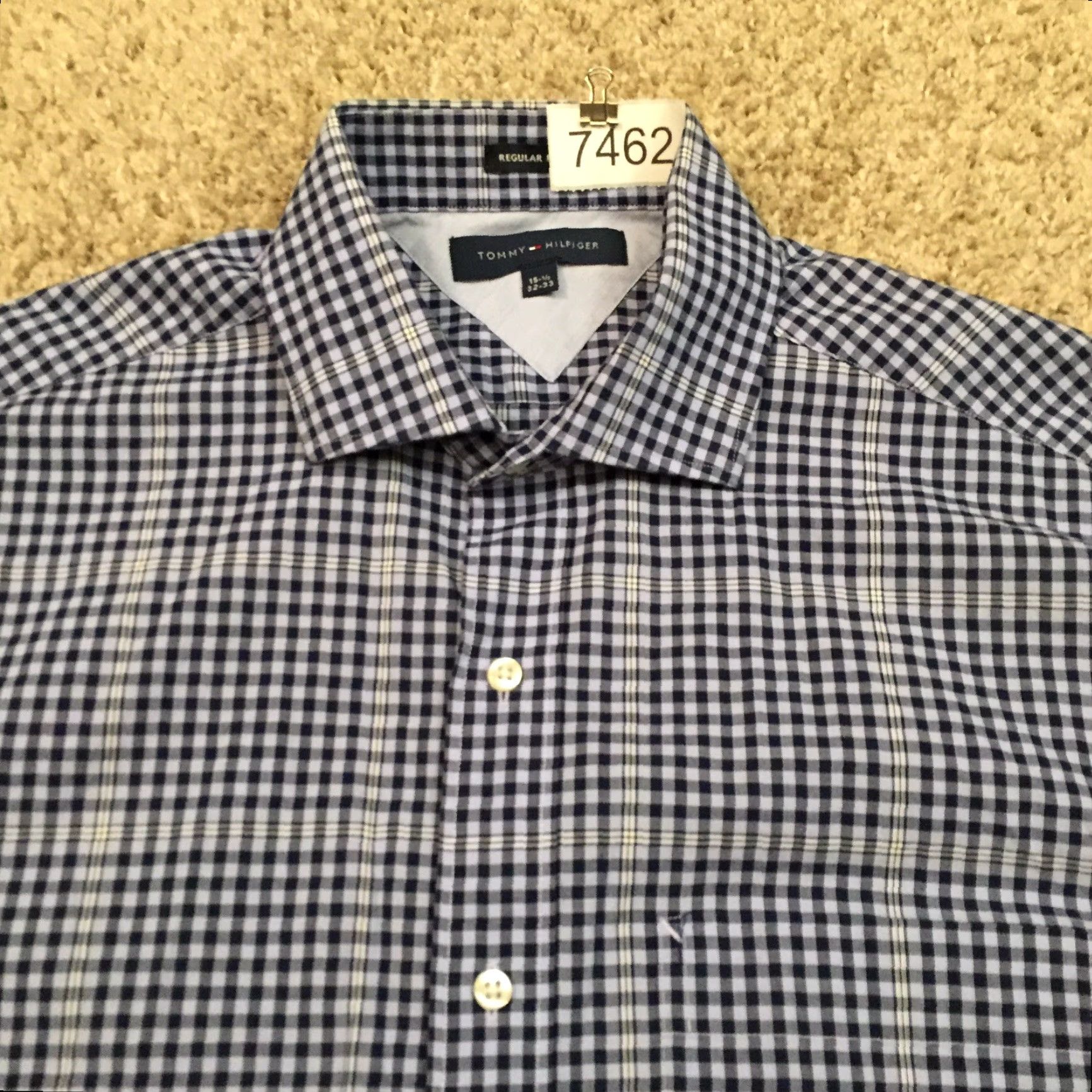 Tommy Hilfiger Tommy Hilfiger Shirt Mens 15.5 Blue Plaid Long Sleeve Button-Up Regular Fit Size US L / EU 52-54 / 3 - 3 Thumbnail
