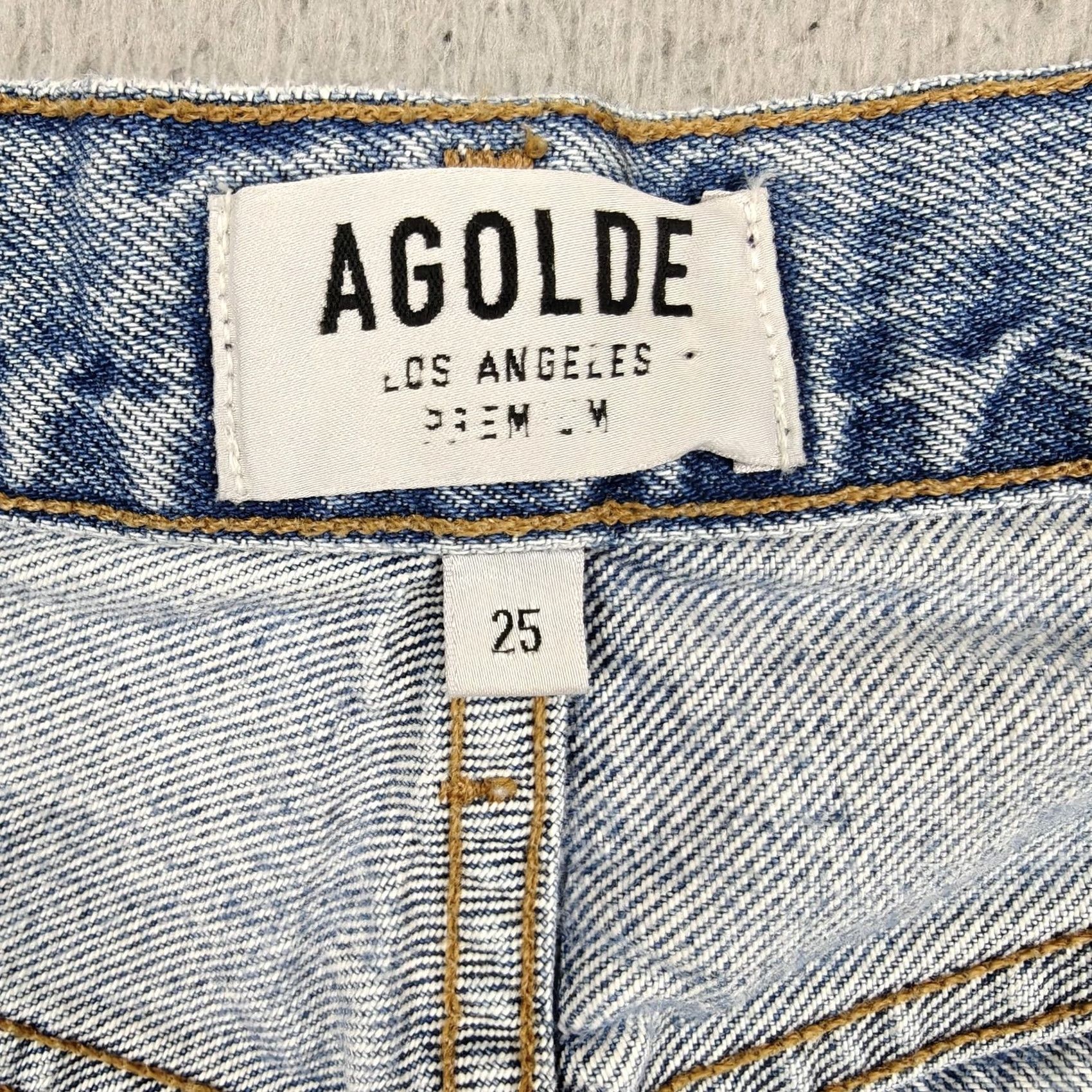 Agolde VINTAGE AGOLDE Riley Jeans Womens 25 Blue High Rise Straight Crop Raw Hem Button Fly Size 42" / US 20 - 3 Thumbnail