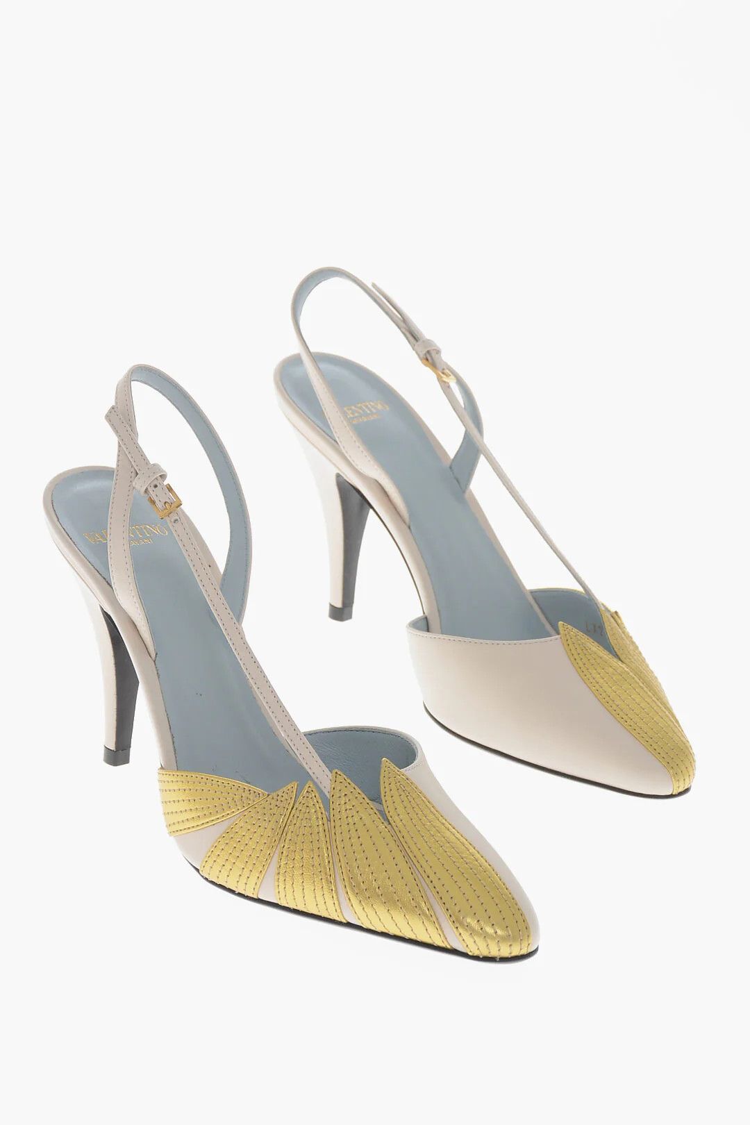 Valentino og1mm0426 Lamé Leather Slingbacks Sandals in Gold Size US 6.5 / IT 36.5 - 3 Thumbnail