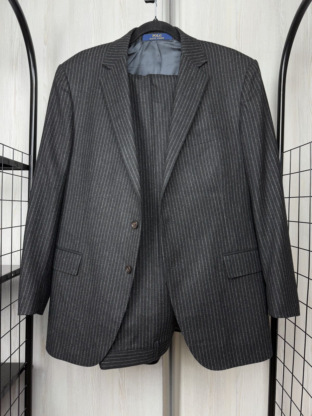Polo Ralph Lauren POLO Ralph Lauren Gregory Wool Pinstripe Suit Dark Grey 42R Size 42R - 3 Thumbnail