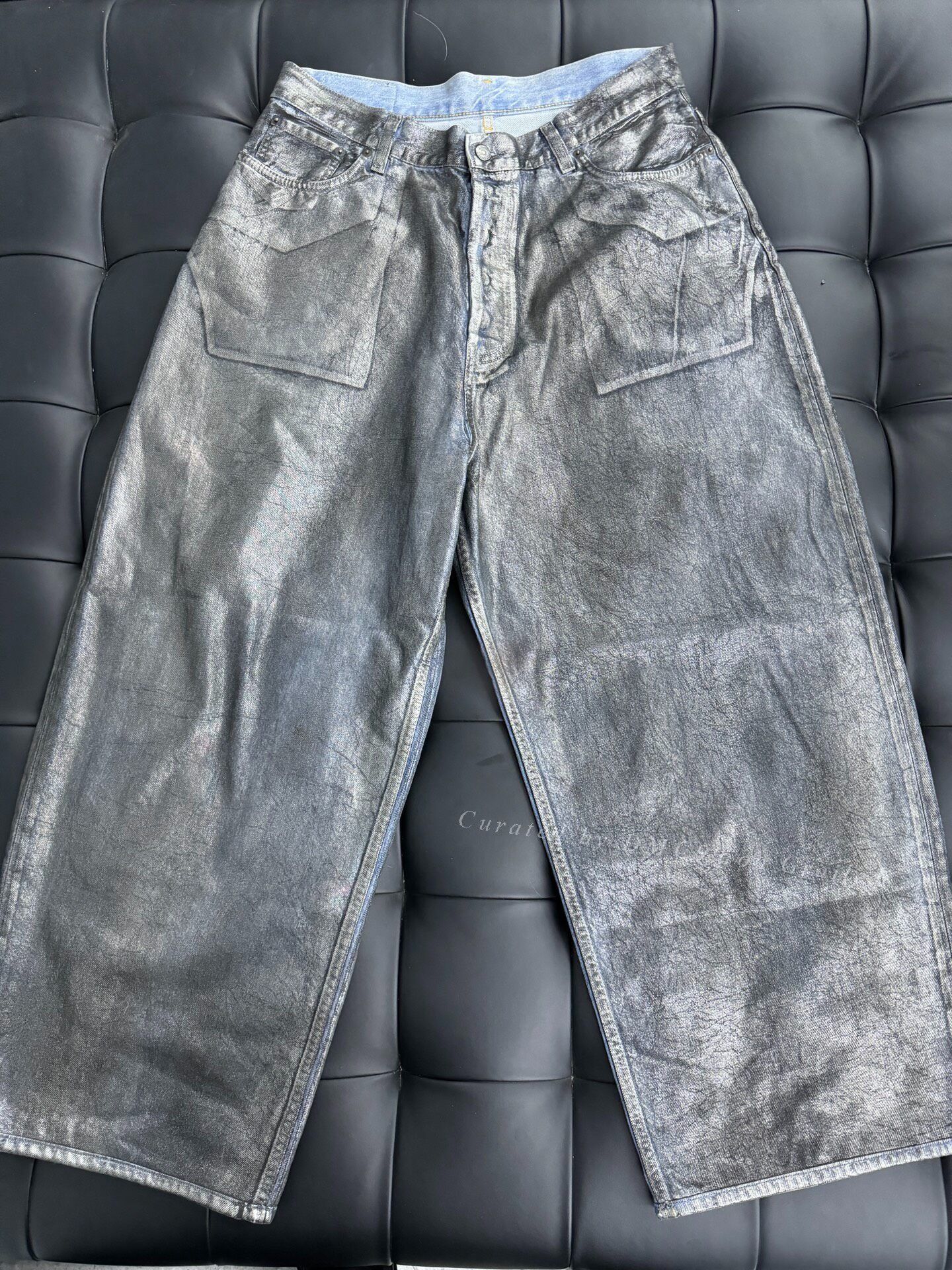 Acne Studios Acne Studios Silver Coated Waxed Jeans Size US 32 / EU 48 - 1 Thumbnail