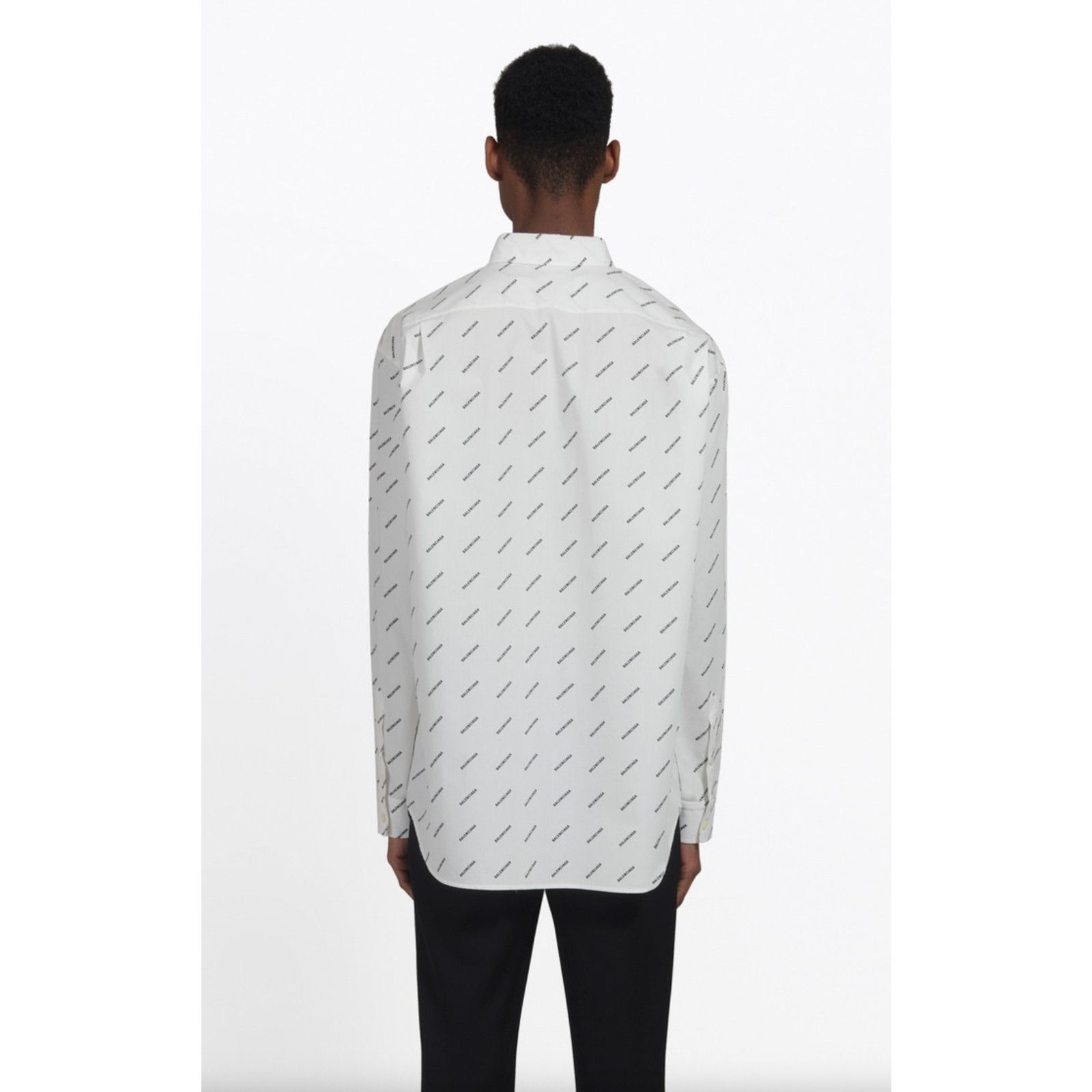 Balenciaga Balenciaga White Black All Over Logo Long Sleeve Button Up Size US M / EU 48-50 / 2 - 16 Thumbnail