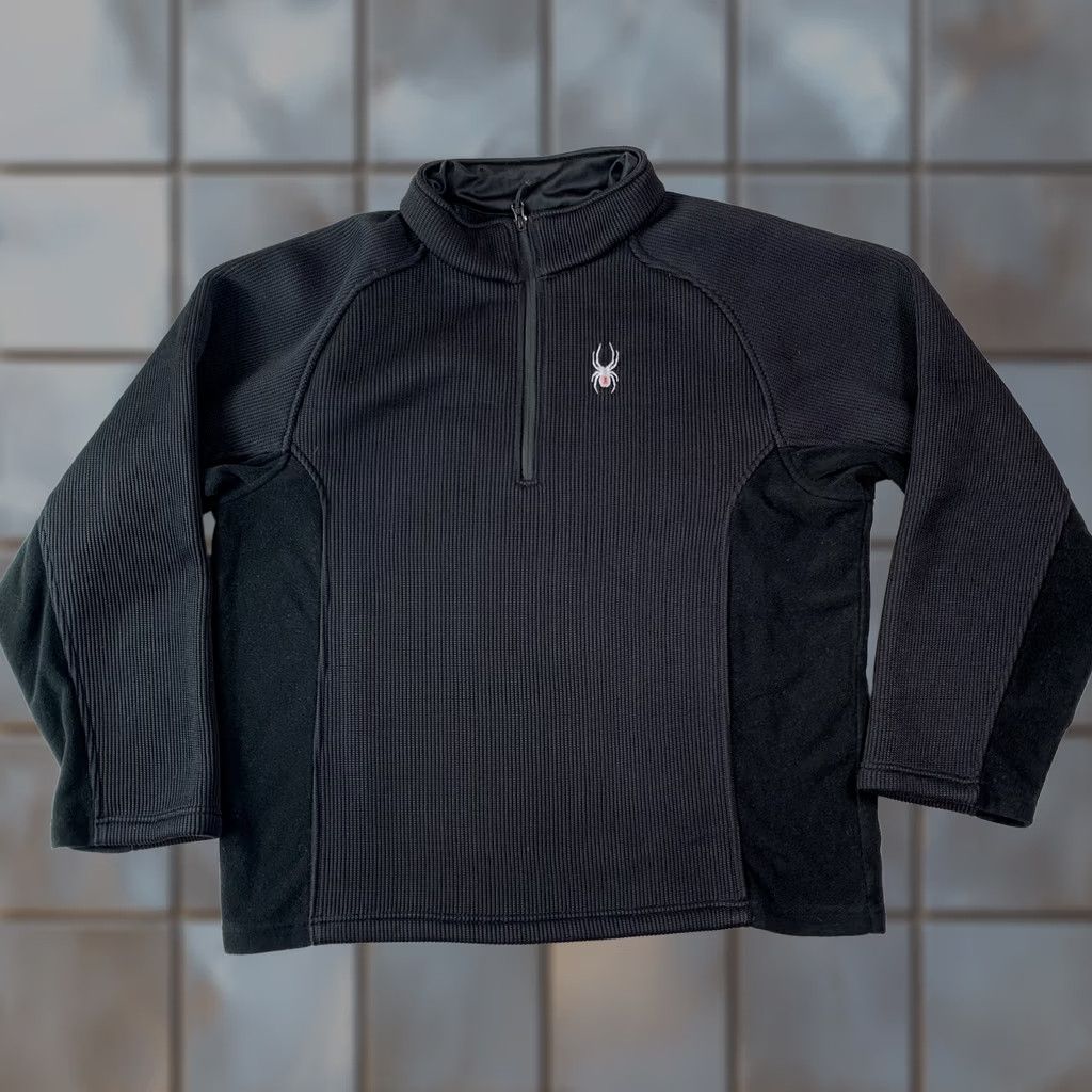 Spyder SPYDER 1/4 Zip Pullover Midweight Core Sweater Mens XXL Black Embroidered Logo, Regular Fit, Long Sleeve, Polyester, Solid, Has Snags Size US XXL / EU 58 / 5 - 1 Thumbnail