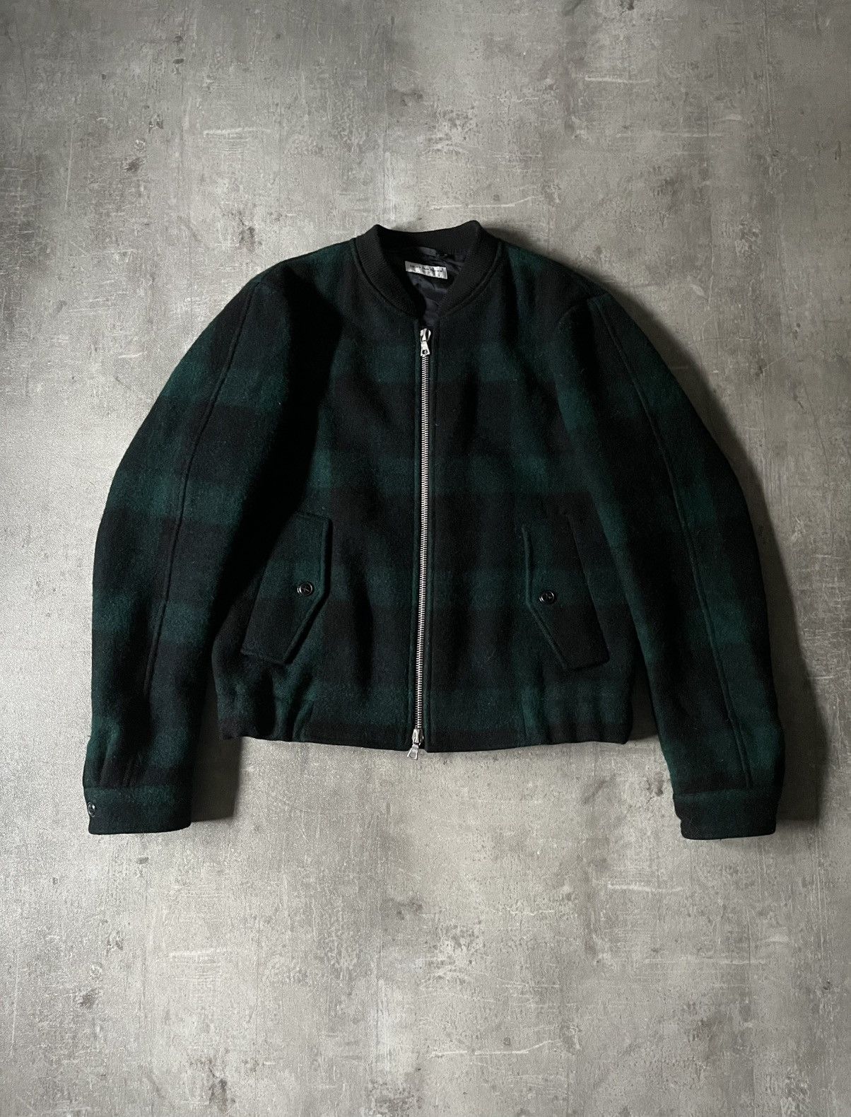 Dries Van Noten Fox Brothers green plaid wool bomber rare
