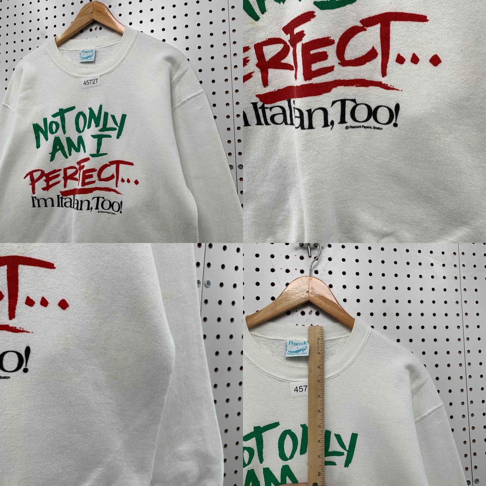 Vintage VINTAGE Peacocks Sweatshirt Womens L White Crewneck Fleece Made USA Funny Italian Size L / US 10 / IT 46 - 8 Thumbnail