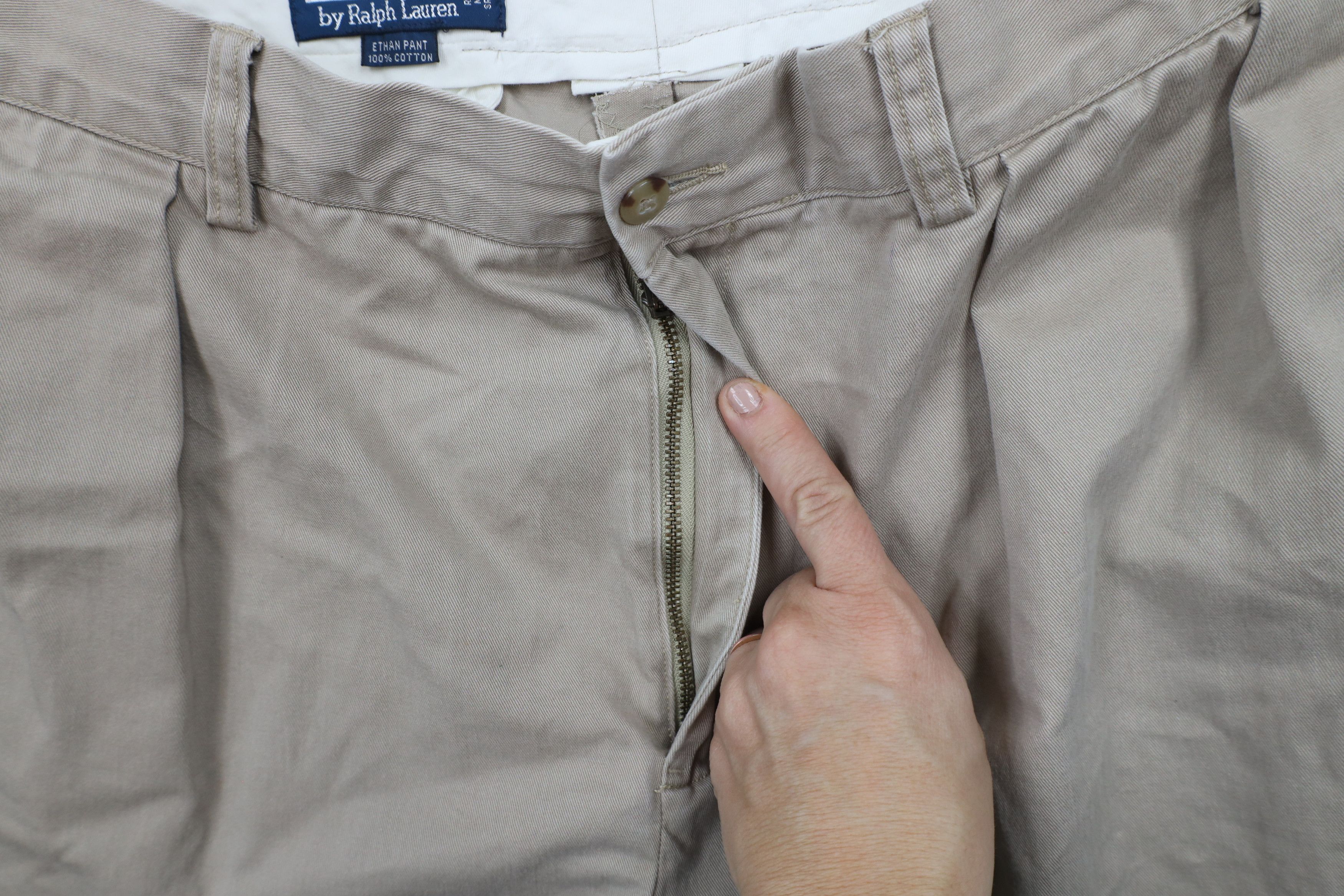 Ralph Lauren × Vintage Vintage 90s Ralph Lauren Wide Leg Chino Pants Beige Cotton Size US 36 / EU 52 - 7 Thumbnail