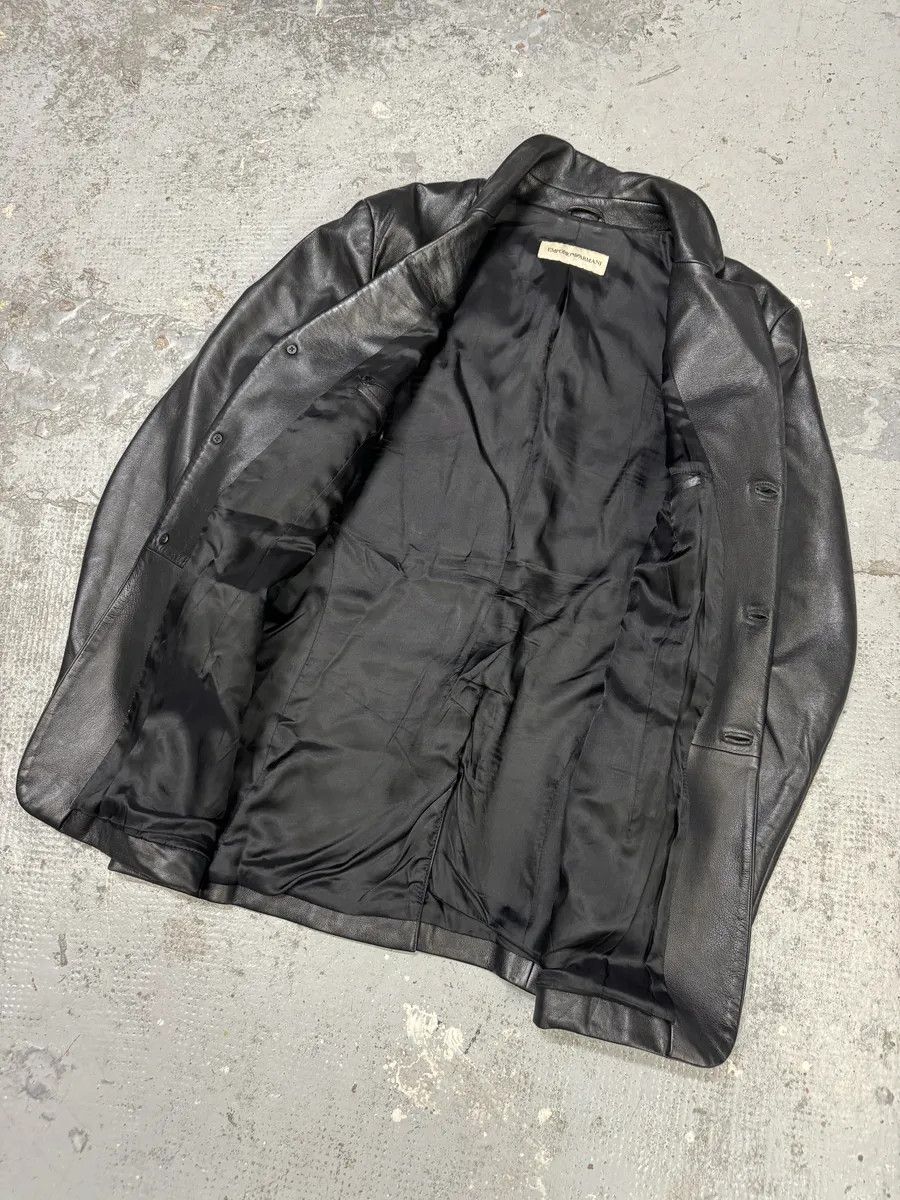 Emporio Armani AW2004 Emporio Armani Black Long Minimalist Leather Jacket Size US M / EU 48-50 / 2 - 6 Thumbnail