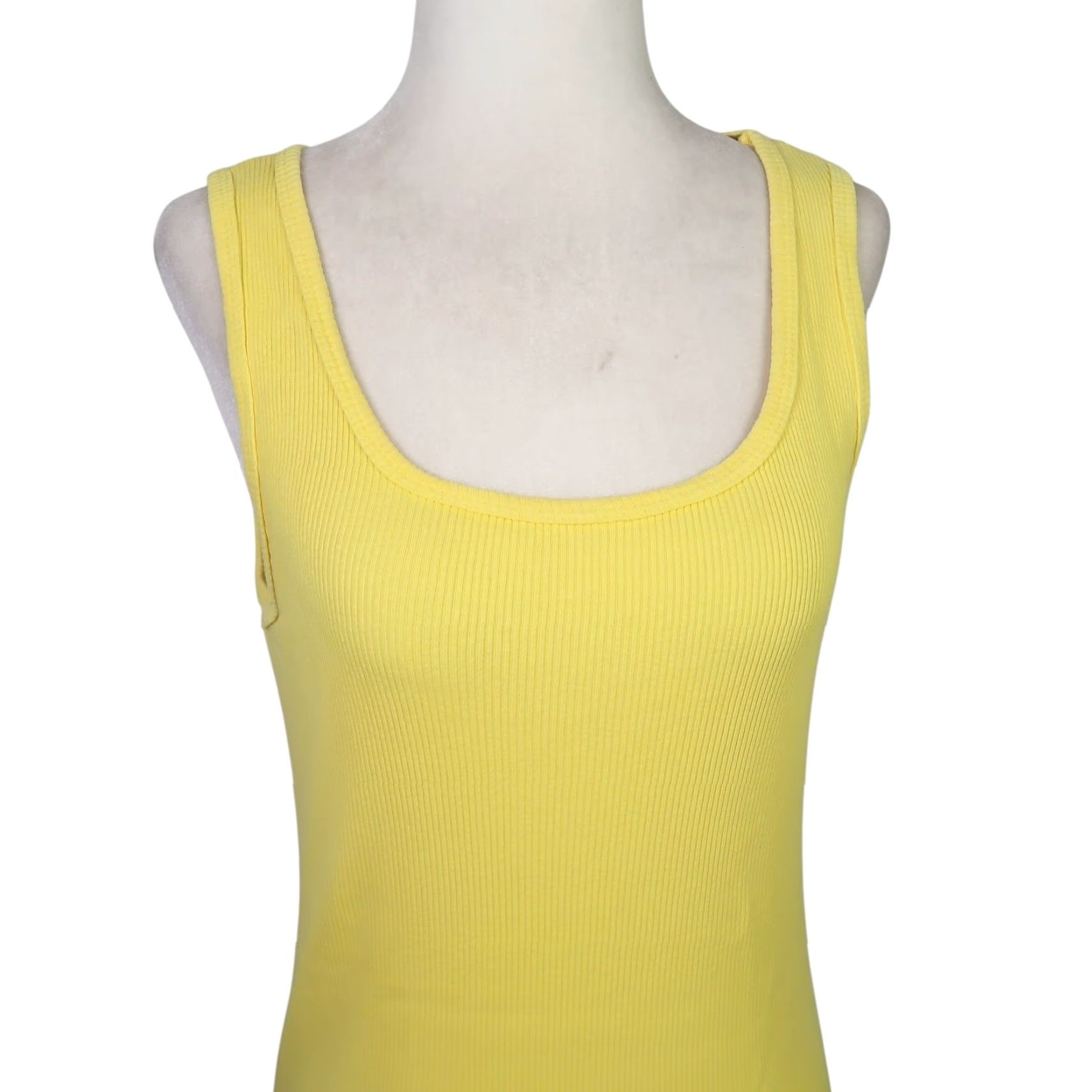 Vintage VINTAGE Ary Cooper Yellow Ribbed Knit Tank Top M Women Sleeveless 90s Casual Cotton Tank Size M / US 6-8 / IT 42-44 - 3 Thumbnail