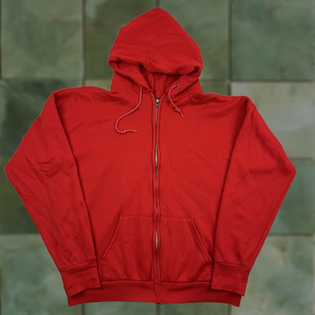 Vintage VINTAGE Full Zip Hoodie Mens Adult Medium Red Sweatshirt Pockets 90s 80s USA Cotton Blend Size US M / EU 48-50 / 2 - 1 Thumbnail