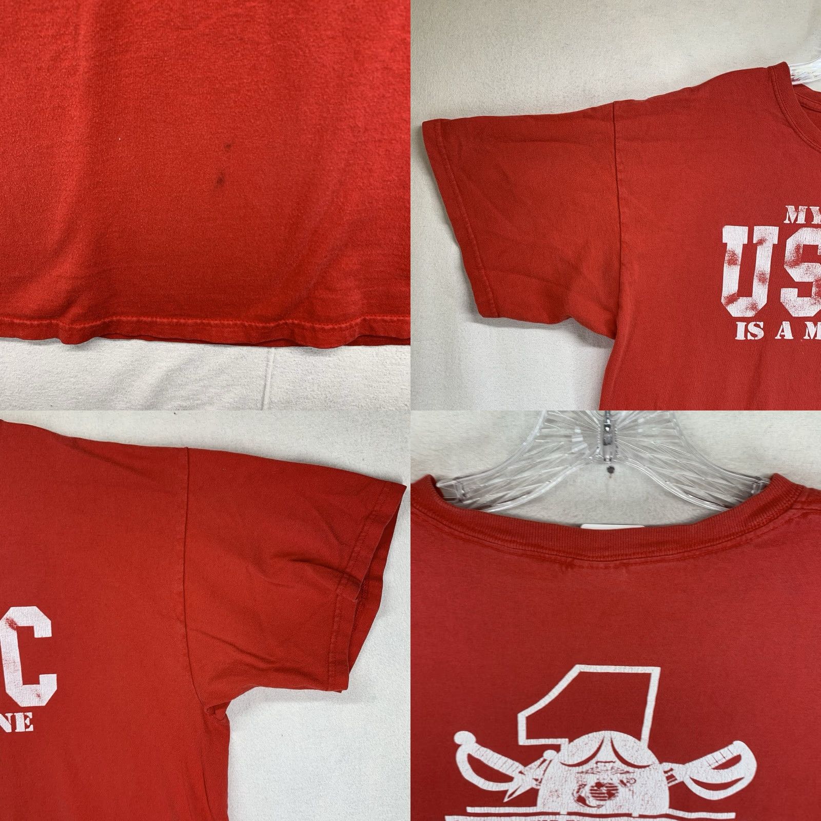 Gildan VINTAGE Gildan USMC T-Shirt Mens Size XL Cotton Red Graphic Marine US 1st Recruit Battalion Size US XL / EU 56 / 4 - 8 Thumbnail