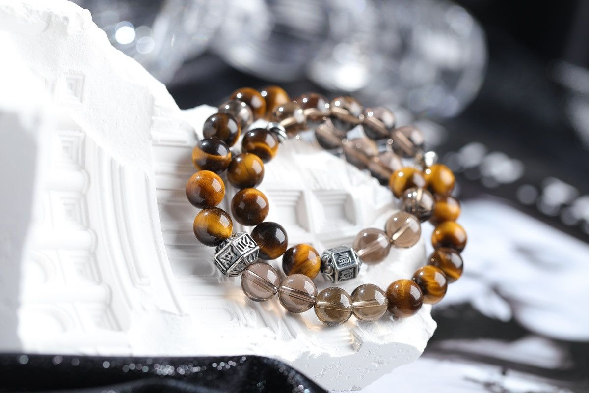 Other Tea Crystal & Tiger Eye Double Circle Bracelet Size ONE SIZE - 1 Thumbnail